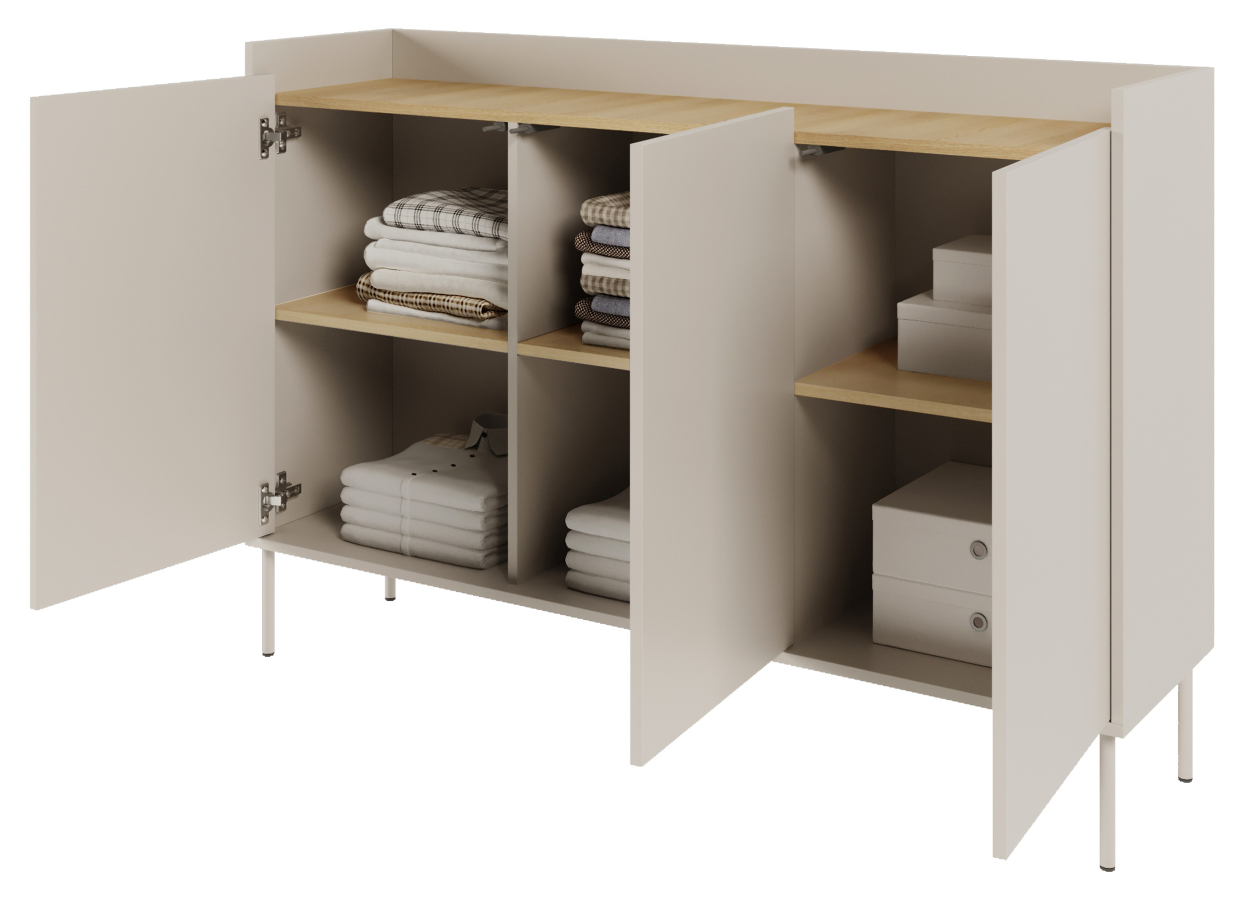 Drehtür-Kommode Tovi 140 cm Kaschmir/Lindberg-Eiche