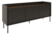 TV-Schrank Tovi, dreitürig, 140 cm, Schwarz/Wisconsin-Nussbaum