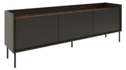 TV-Schrank Tovi, dreitürig, 175 cm, Schwarz/Wisconsin-Nussbaum