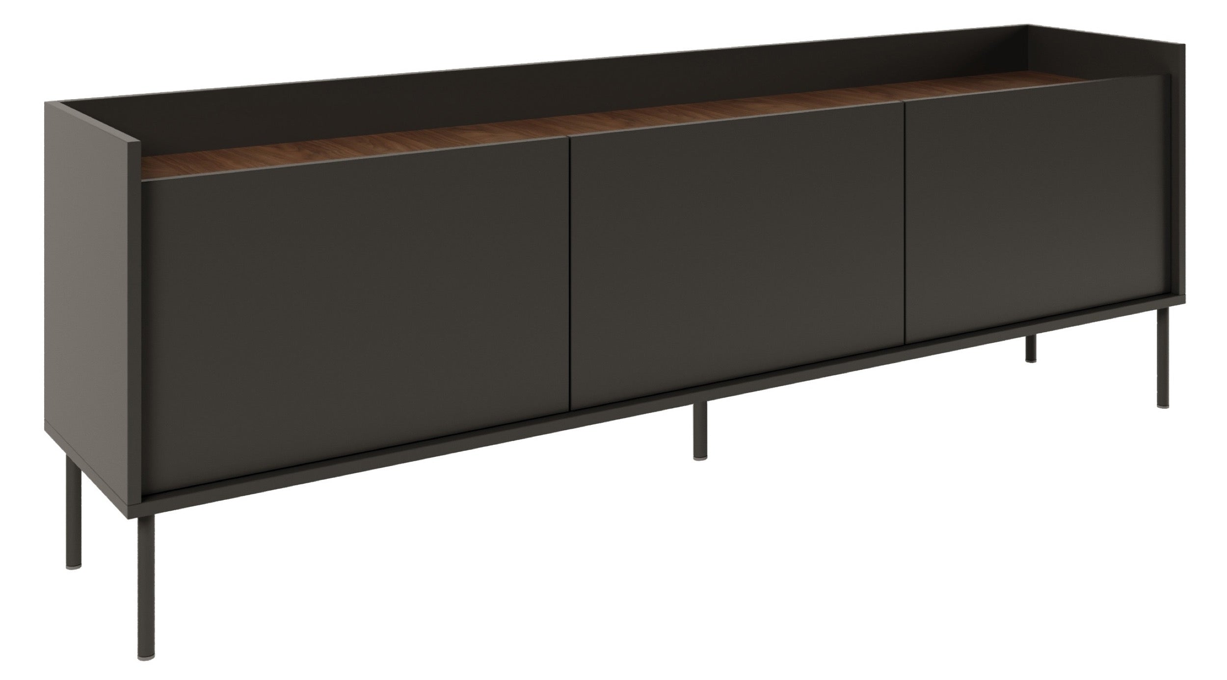 TV-Schrank Tovi, dreitürig, 175 cm, Schwarz/Wisconsin-Nussbaum