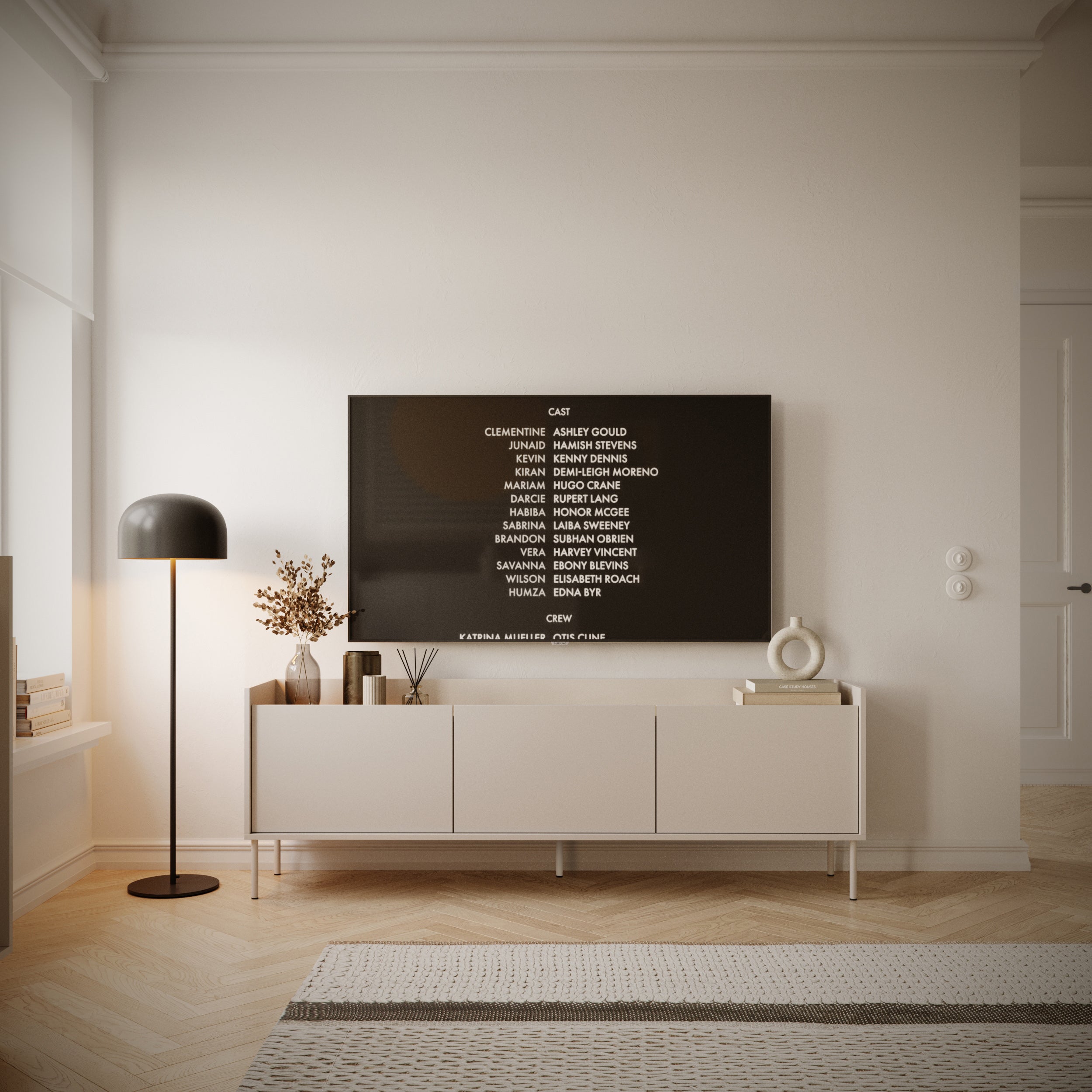 TV-Schrank Tovi, dreitürig, 175 cm, Kaschmir/Lindberg-Eiche