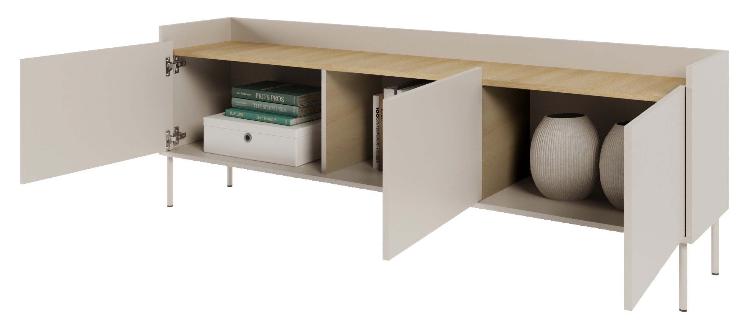 TV-Schrank Tovi, dreitürig, 175 cm, Kaschmir/Lindberg-Eiche
