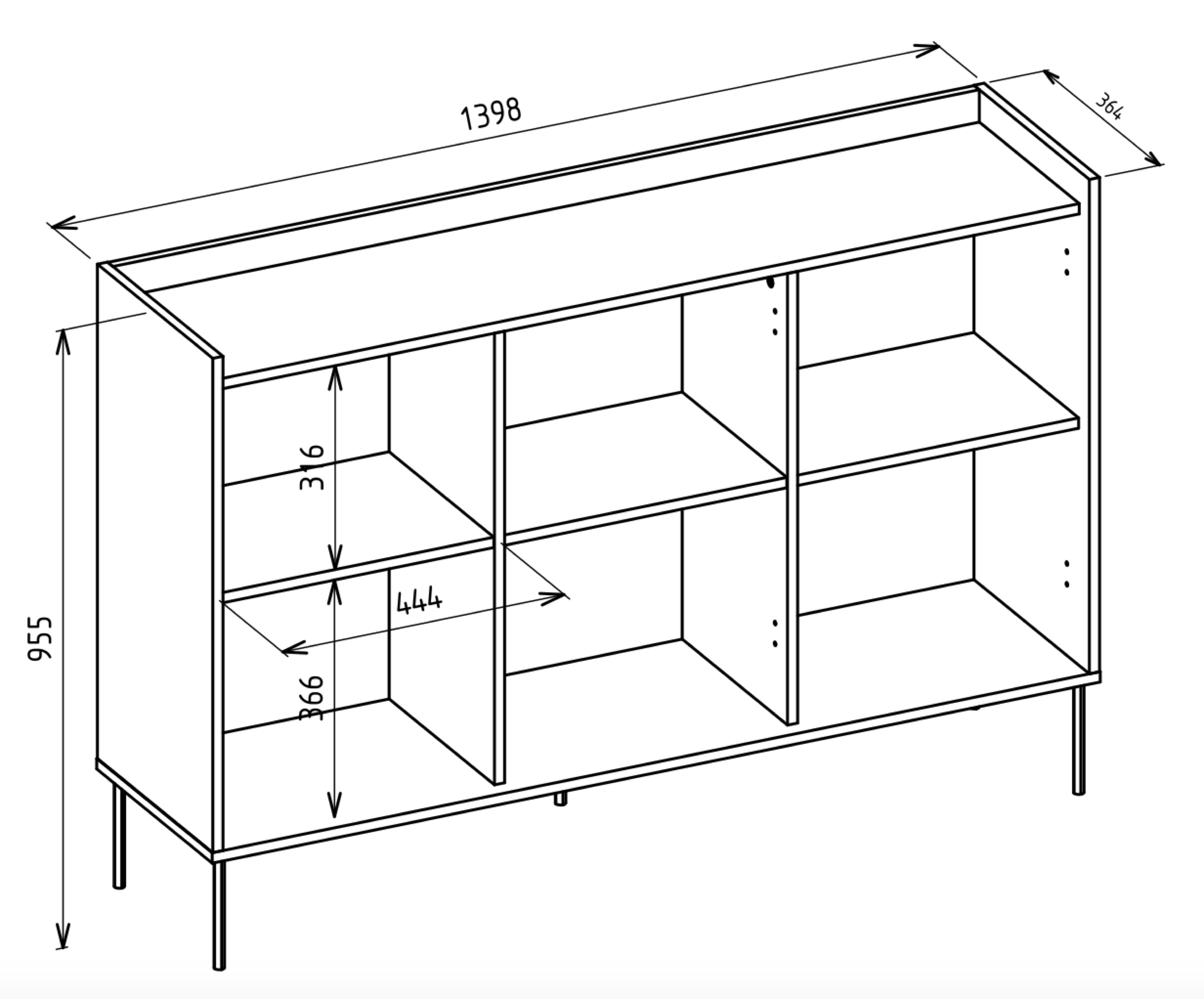 Drehtür-Kommode Tovi 140 cm Kaschmir/Lindberg-Eiche
