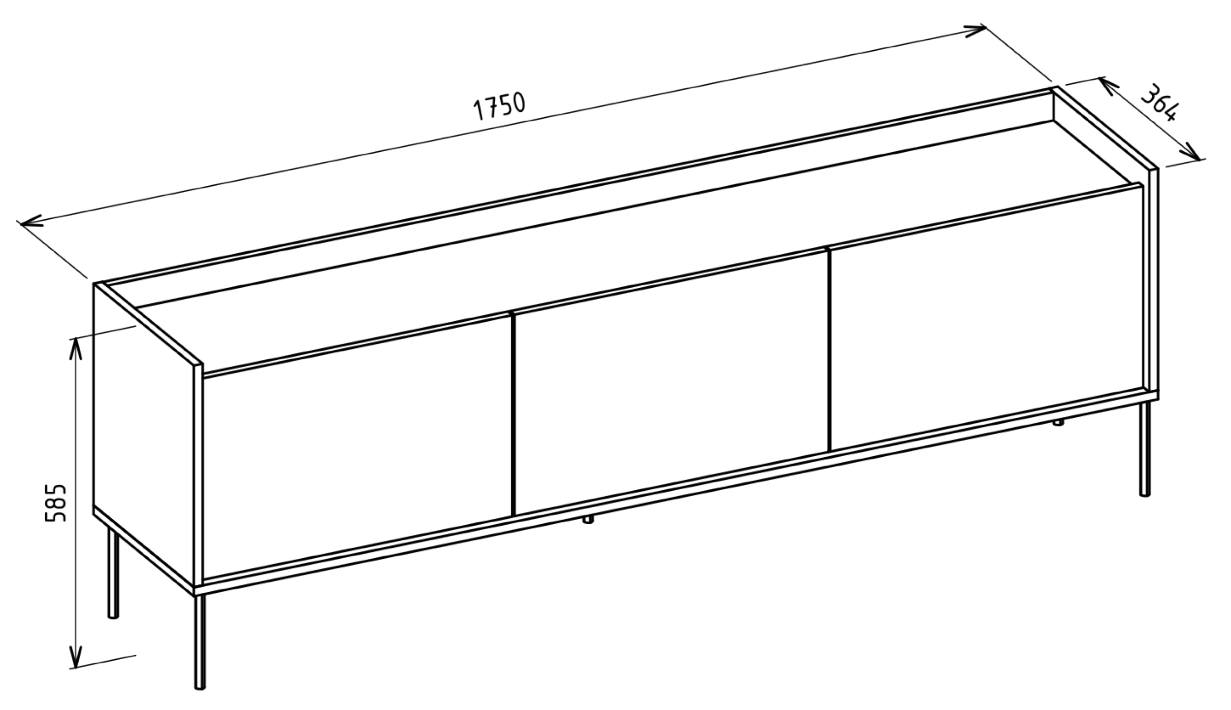 TV-Schrank Tovi, dreitürig, 175 cm, Kaschmir/Lindberg-Eiche