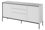 Zweiturige Kommode Trend 166 cm mit drei Schubladen und LED Weiß