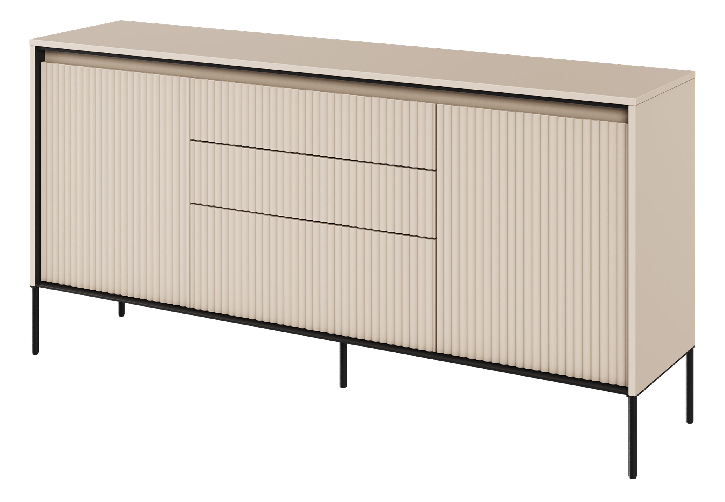 Trend 166 cm zweiteilige Kommode mit drei Schubladen und LED, Beige