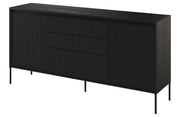Trend 166 cm zweitürige Kommode mit drei LED-Schubladen Schwarz