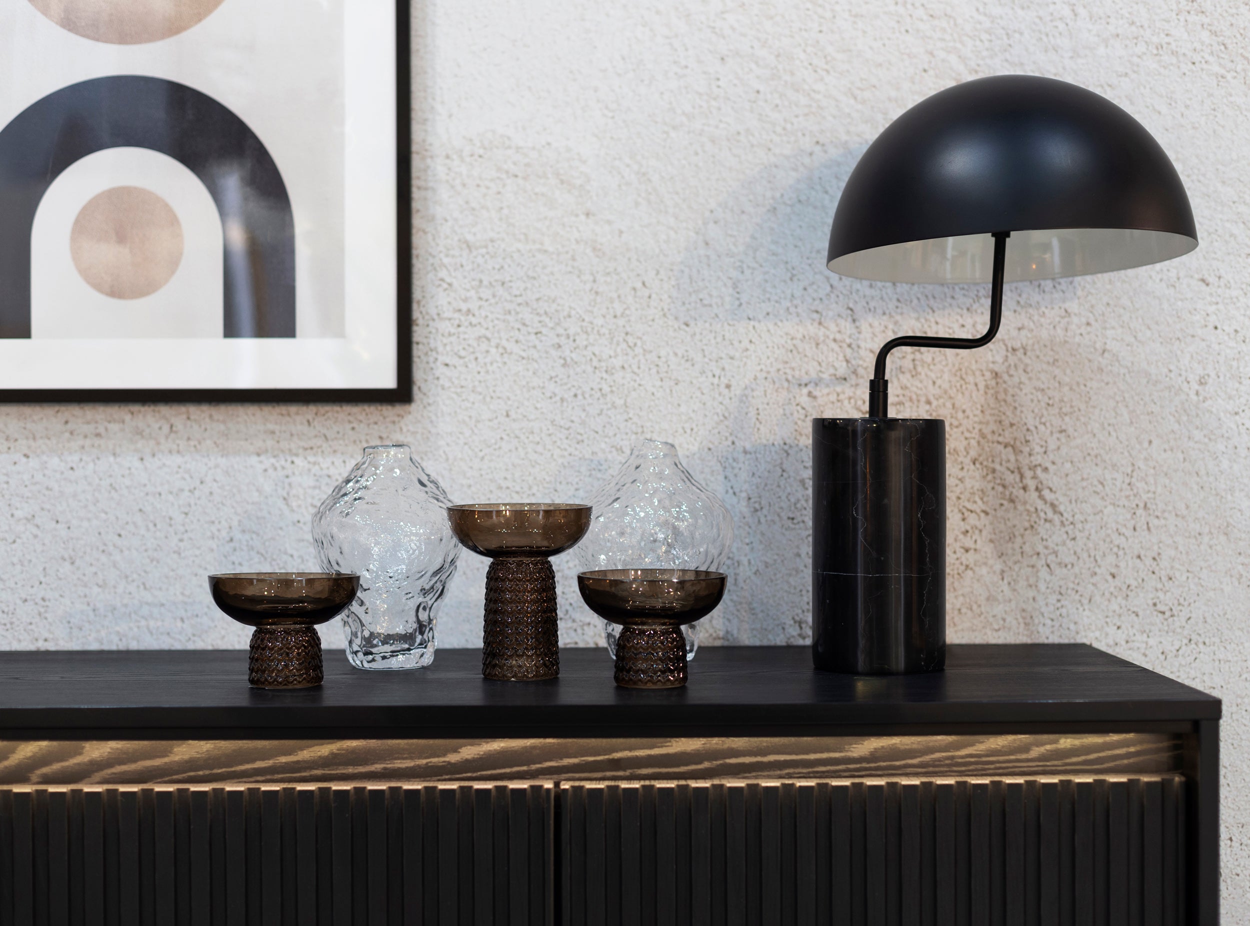 Trend 166 cm zweitürige Kommode mit drei LED-Schubladen Schwarz