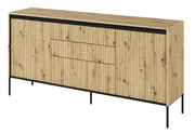 Trend Kommode mit zwei Türen, 166 cm, mit drei LED-Schubladen, Artisan-Eiche