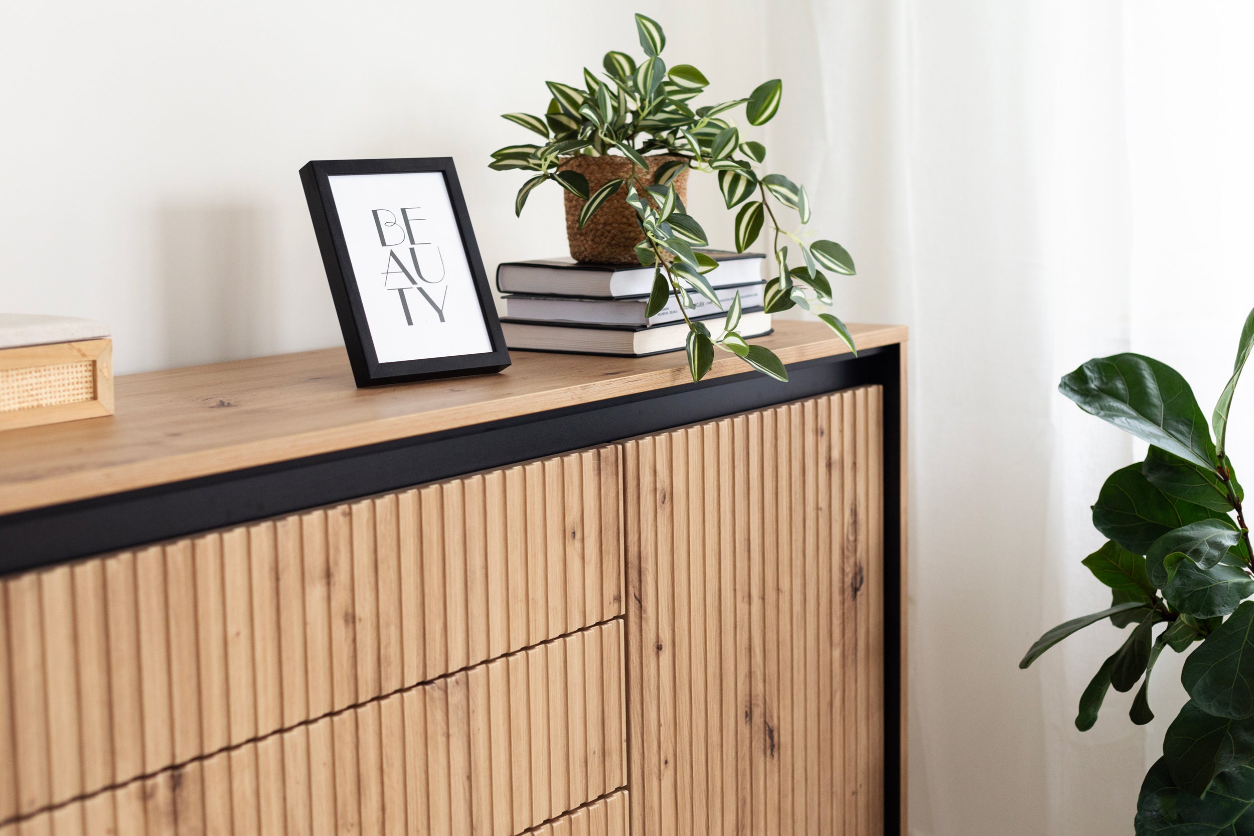 Trend Kommode mit zwei Türen, 166 cm, mit drei LED-Schubladen, Artisan-Eiche
