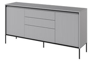 Trend Kommode mit zwei Türen, 166 cm, mit drei Schubladen und LED, Grau