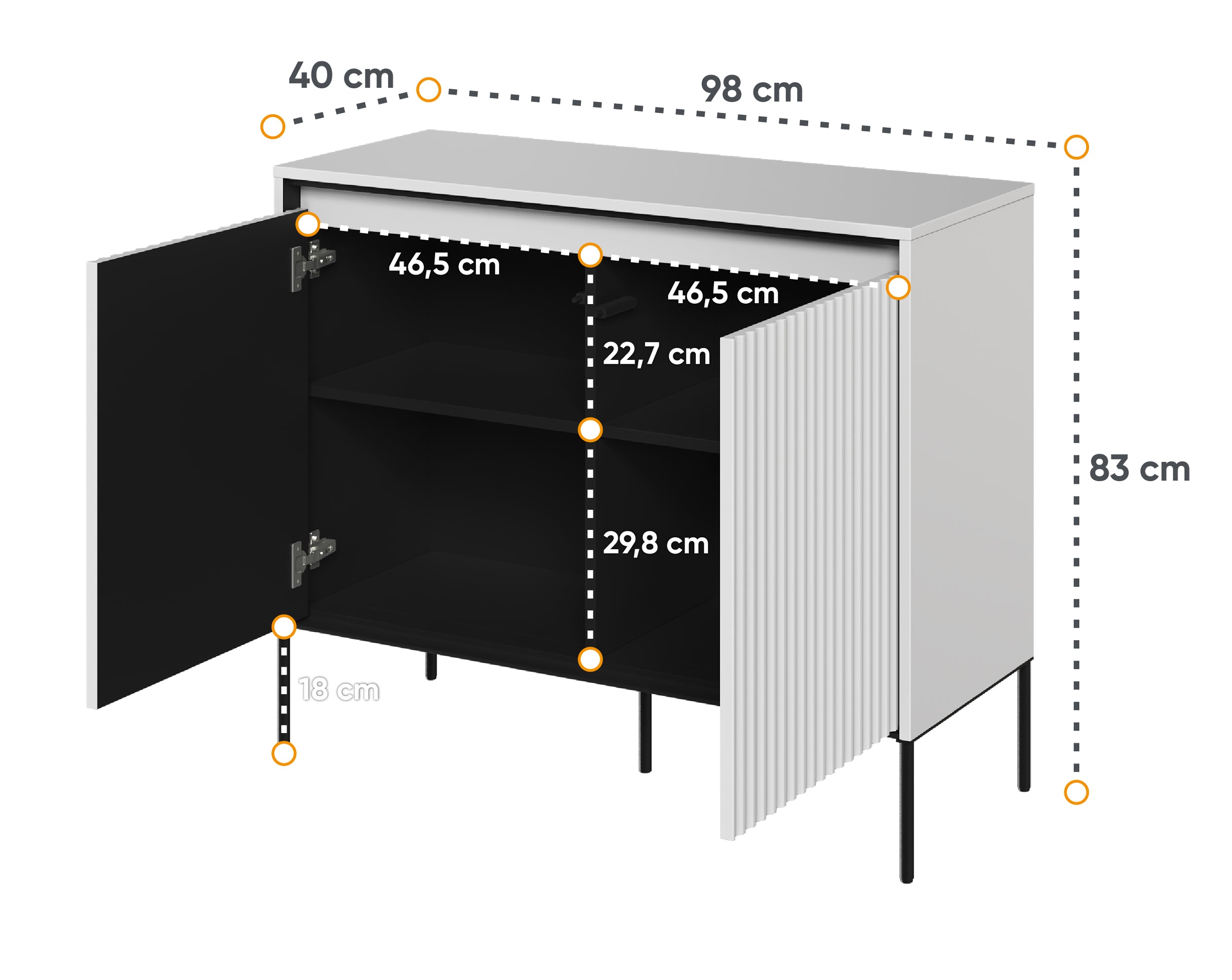 Zweiturige Kommode Trend 98 cm mit LED Weiß
