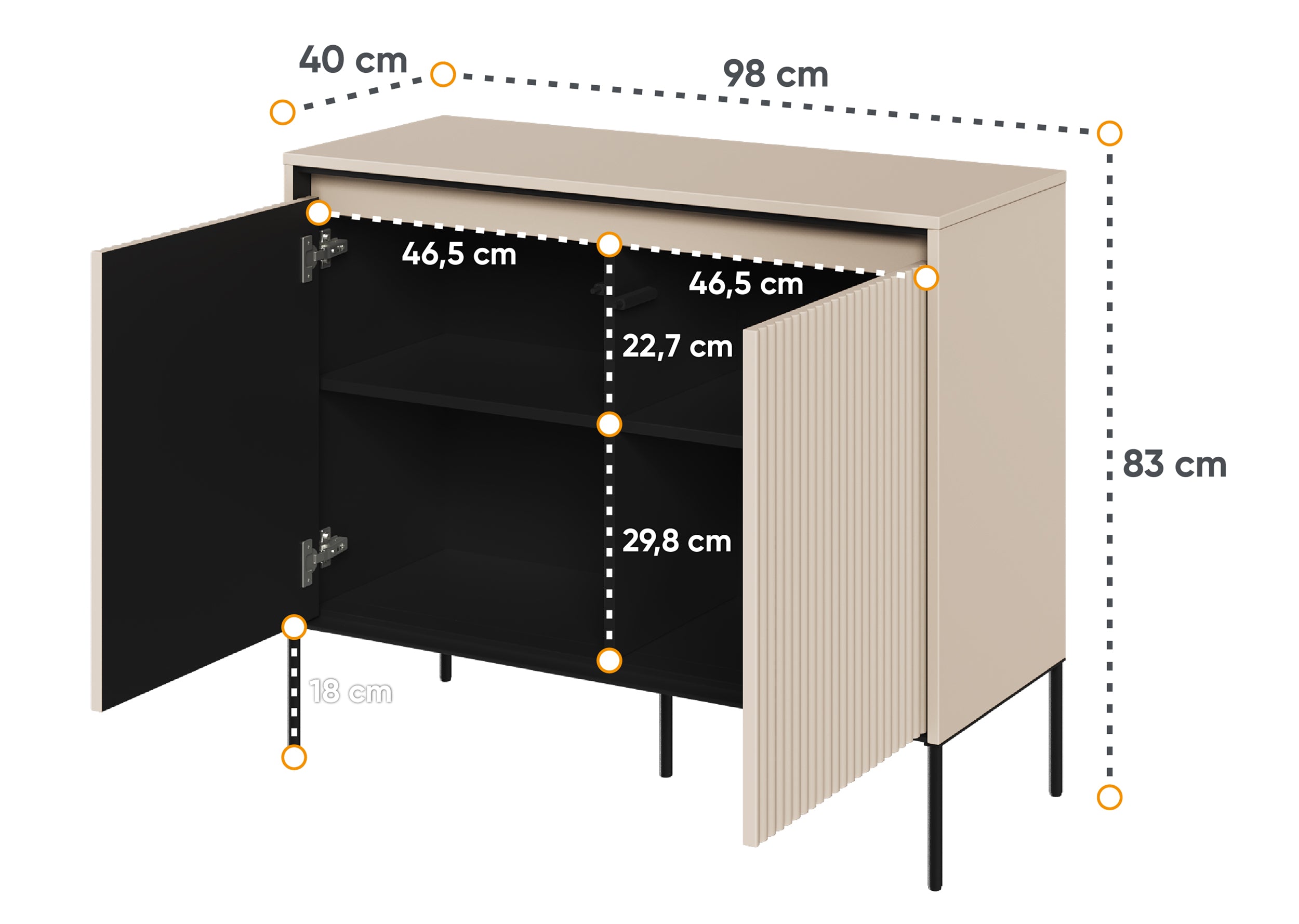 Zweiturige Kommode Trend 98 cm mit LED Beige