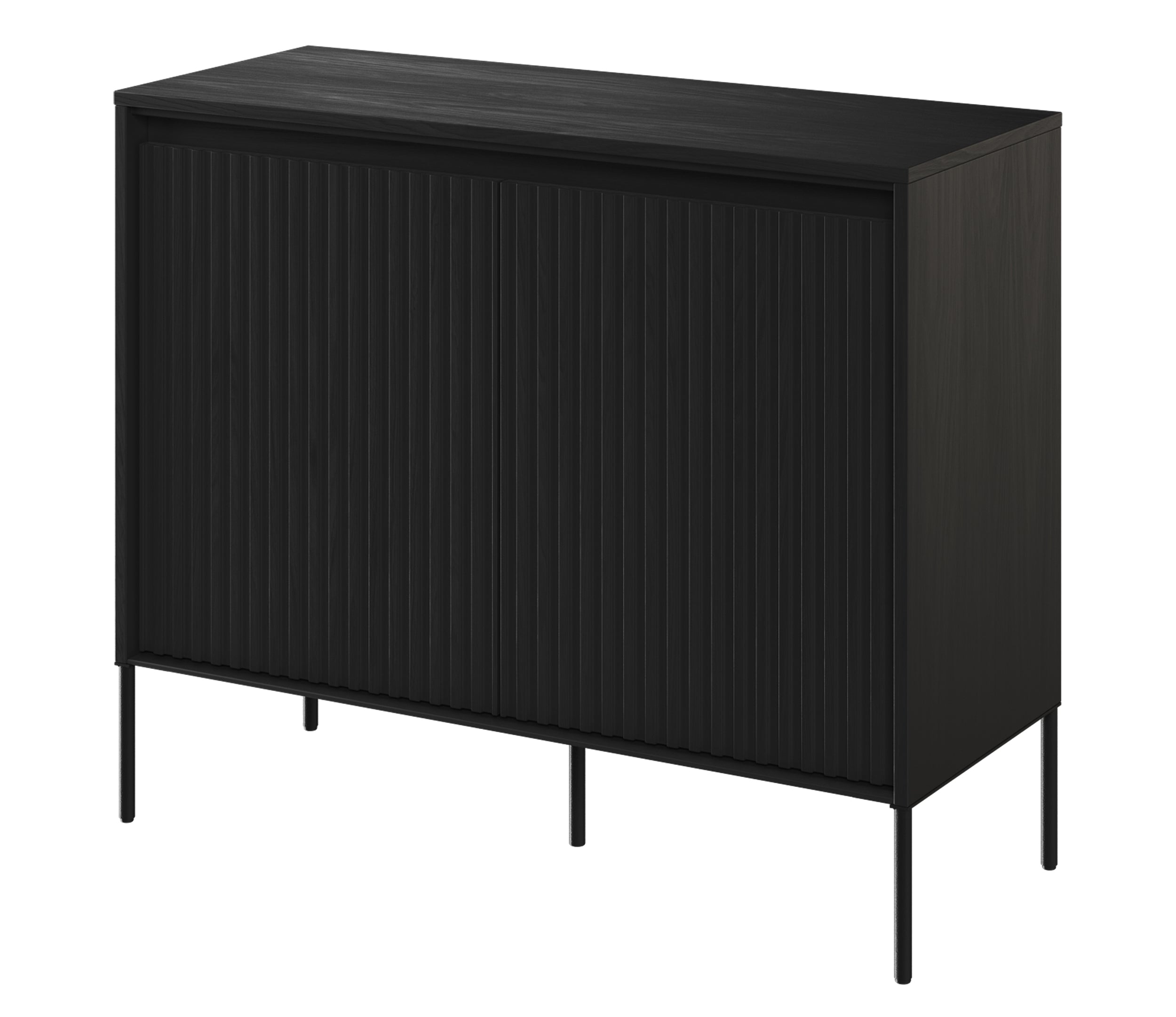 Trend 98 cm zweittürige Kommode mit LED Schwarz