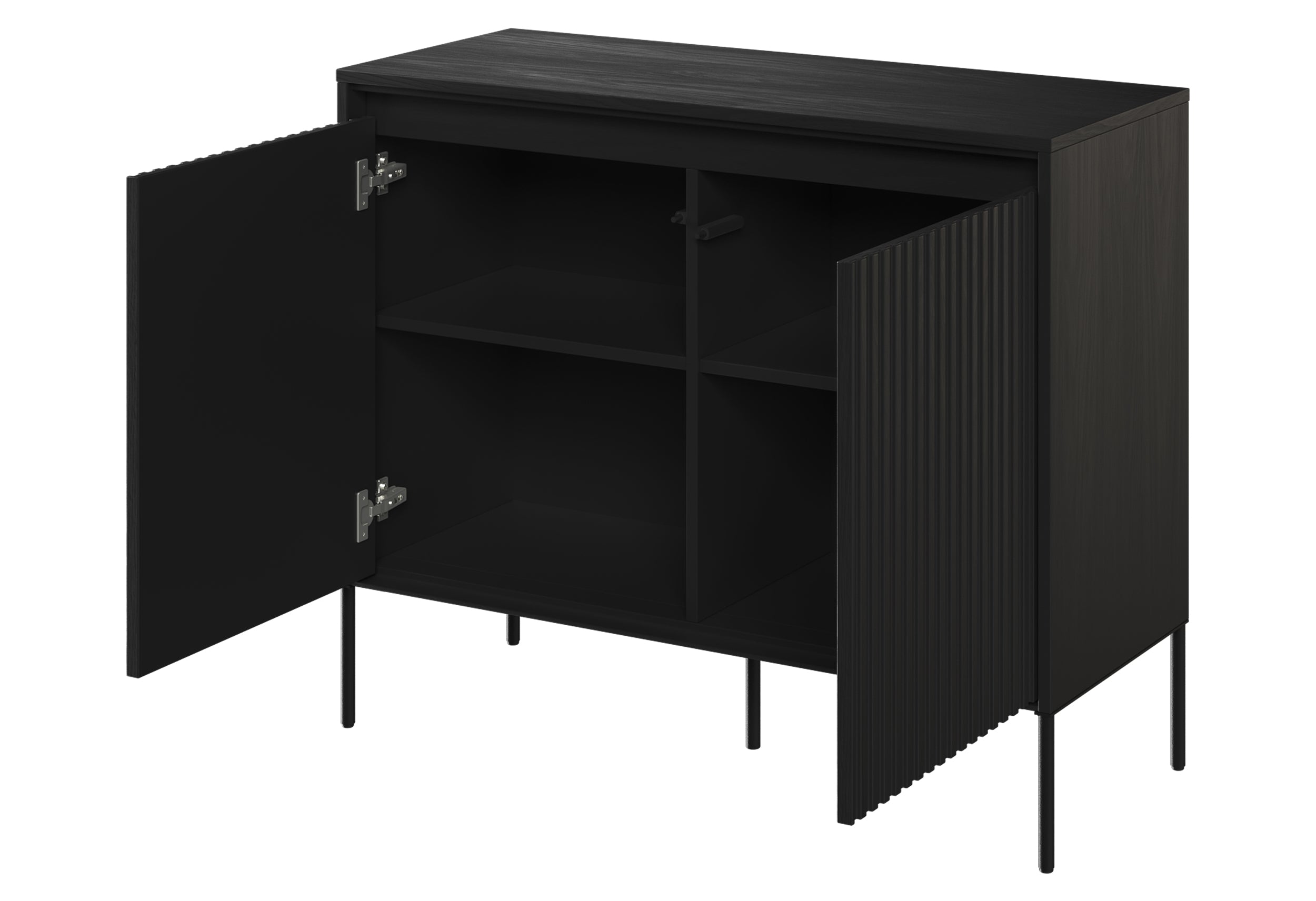 Trend 98 cm zweittürige Kommode mit LED Schwarz