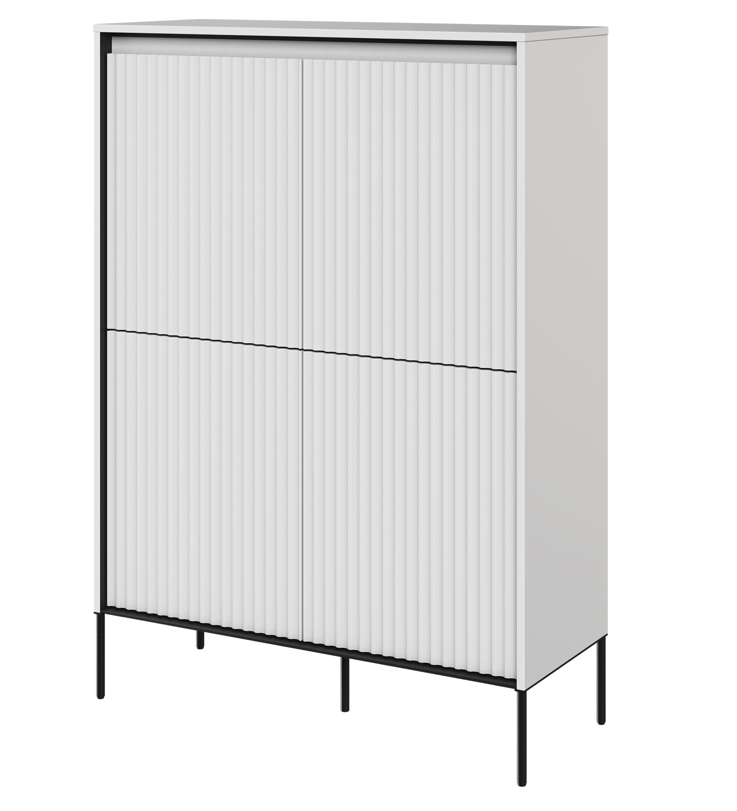 Vier­türige Kommode Trend, hoch 98 cm, mit LED, Weiß