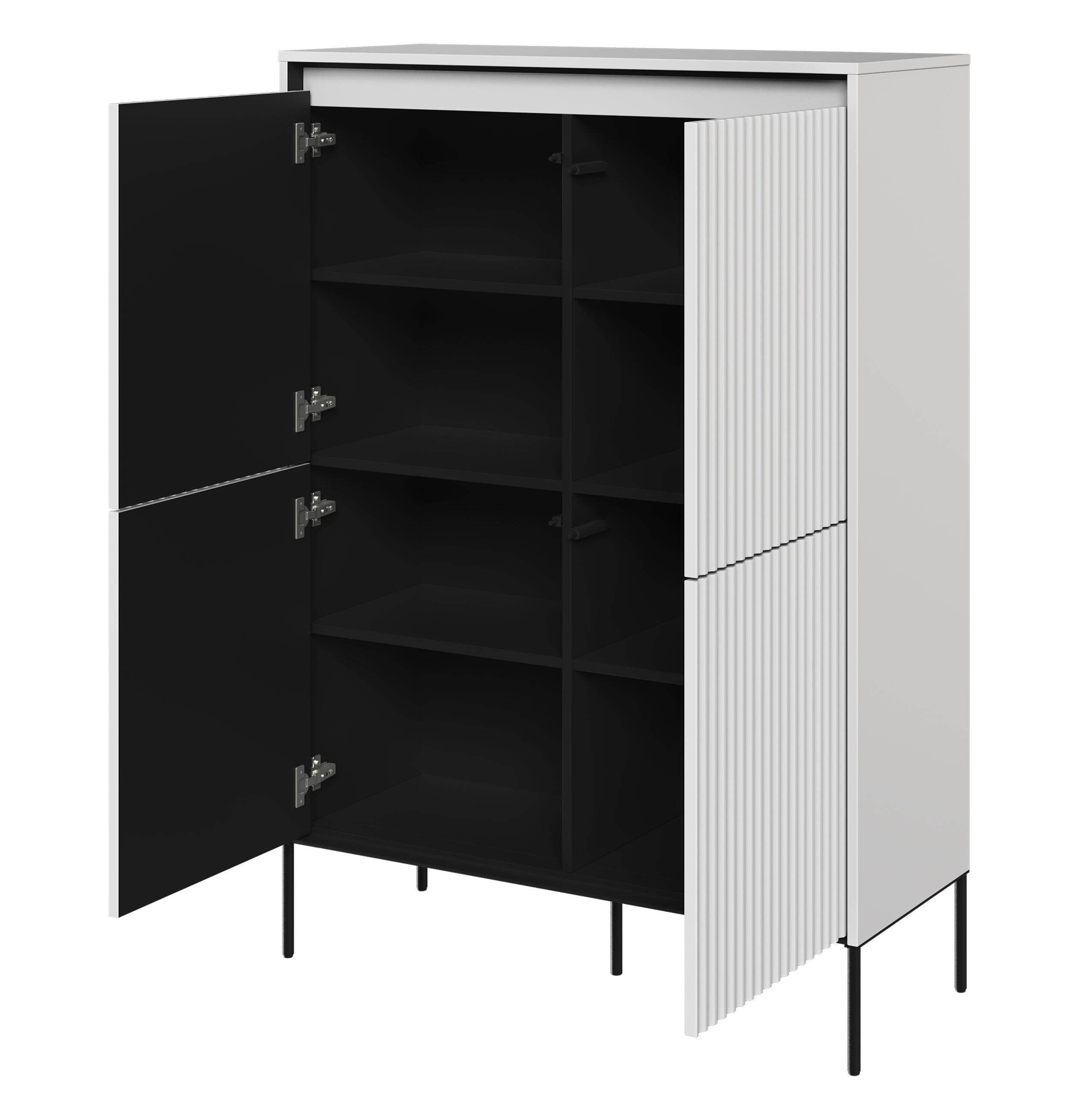 Vier­türige Kommode Trend, hoch 98 cm, mit LED, Weiß