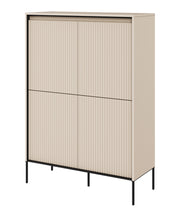 Hohe vierflügelige Kommode Trend 98 cm mit LED Beige
