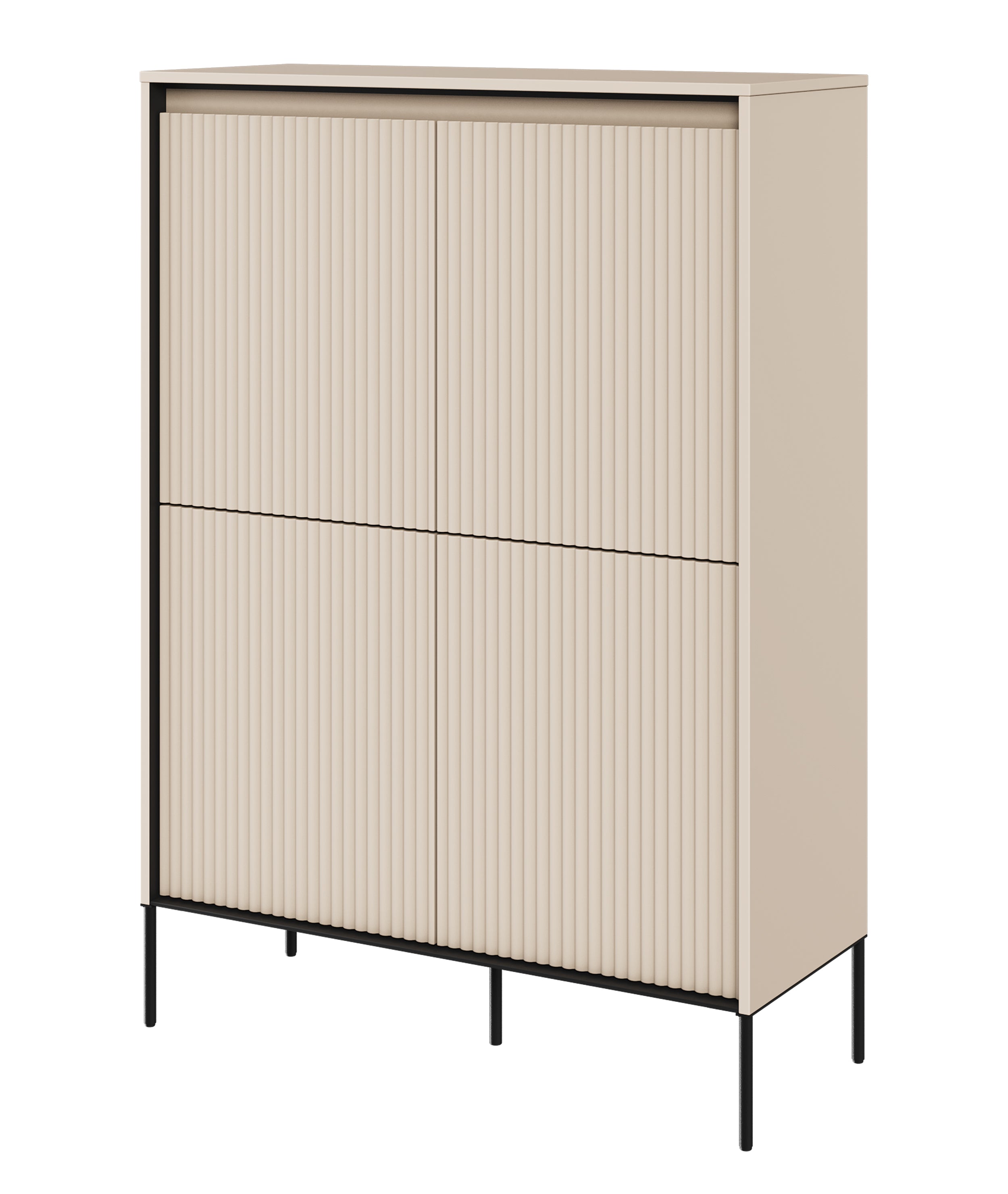 Hohe vierflügelige Kommode Trend 98 cm mit LED Beige
