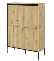 Vier­türige hohe Kommode Trend 98 cm mit LED Artisan-Eiche