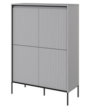 Vier­tü­rige Kommode Trend, hoch, 98 cm, mit LED, Grau