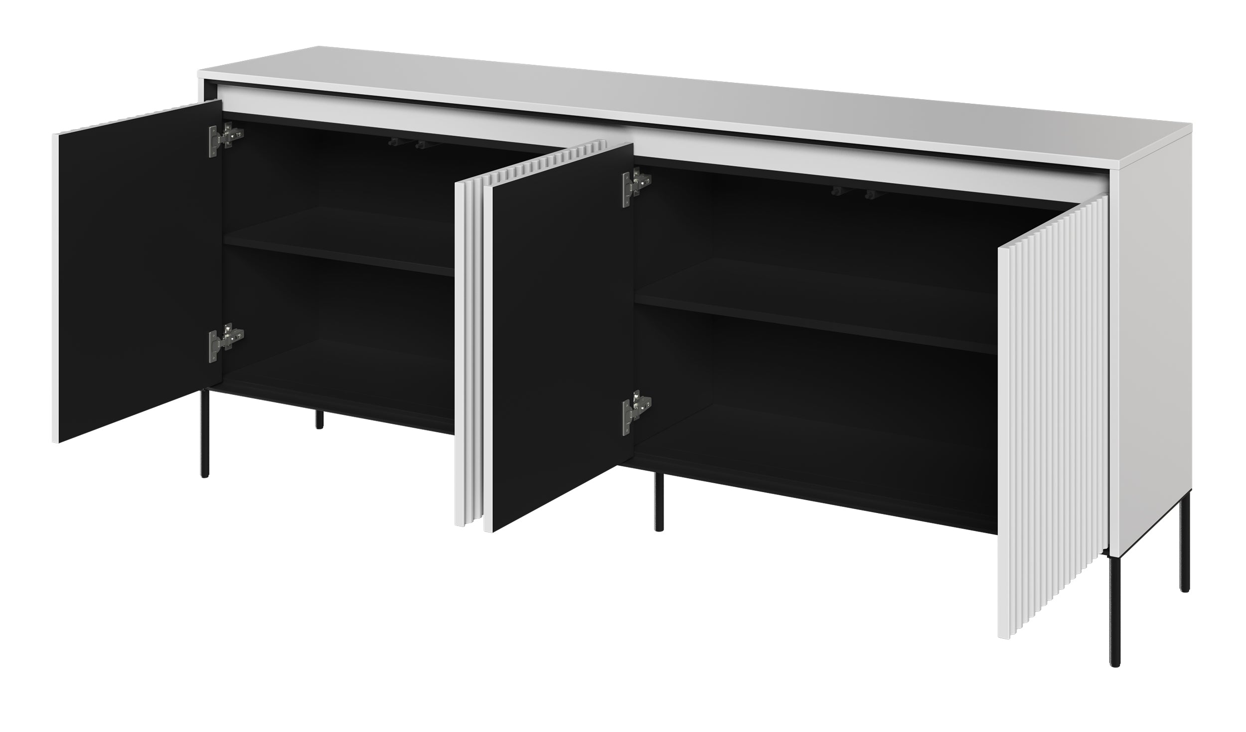 Niedriger Trend-Vier­türiger Kommode 193 cm mit LED Weiß