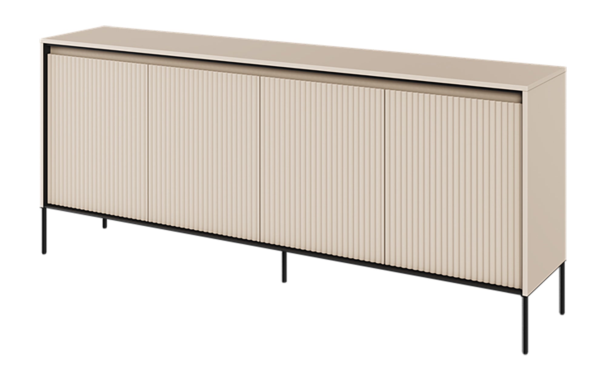 Niedriger vier­türiger Trend-Kommode 193 cm mit LED Beige