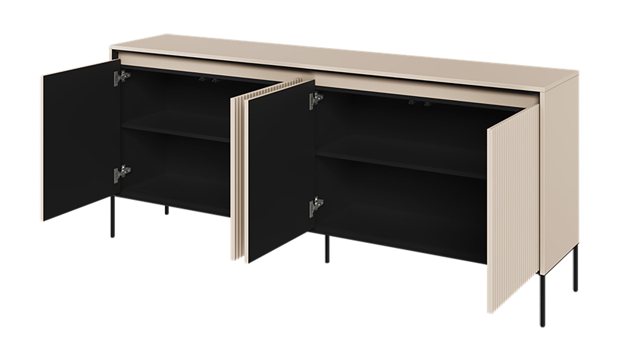 Niedriger vier­türiger Trend-Kommode 193 cm mit LED Beige