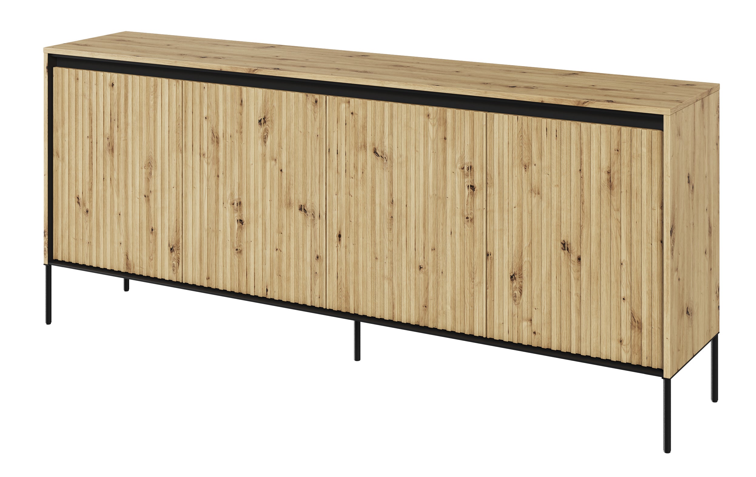 Niedriger vierflügeliger Trend-Kommode 193 cm mit LED Artisan-Eiche