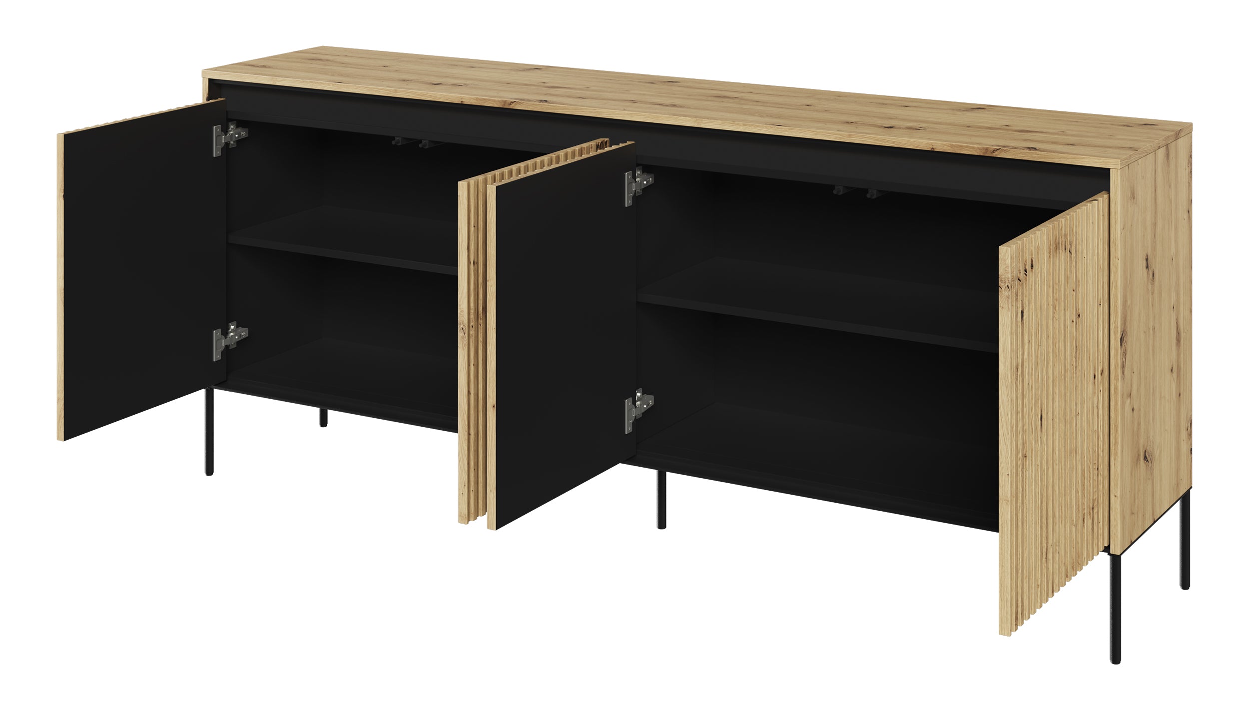 Niedriger vierflügeliger Trend-Kommode 193 cm mit LED Artisan-Eiche