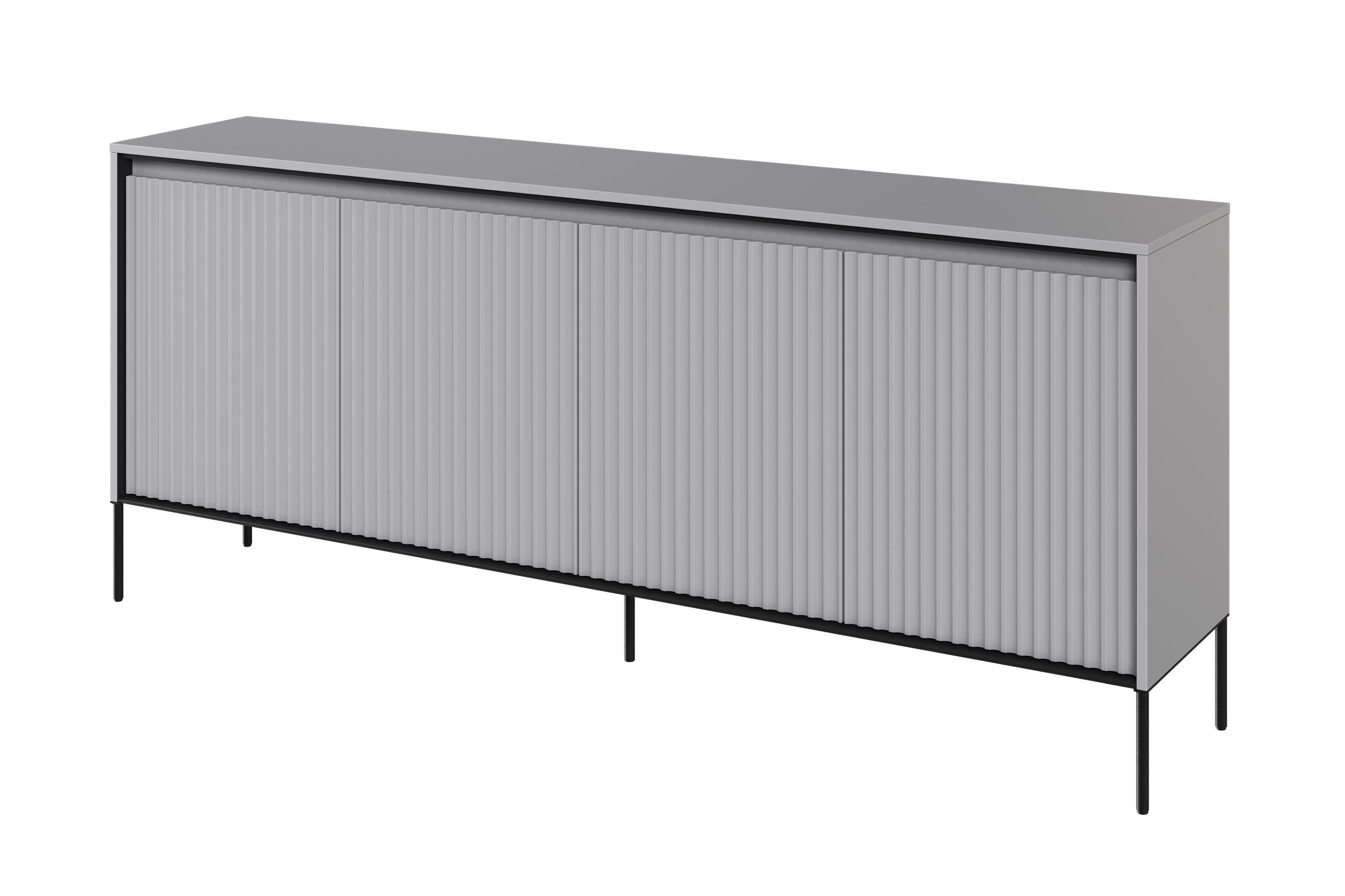 Vier­türige Kommode Trend niedrig 193 cm mit LED Grau