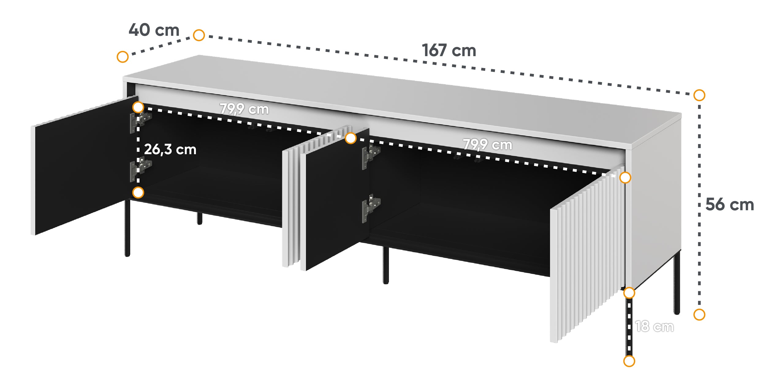 TV-Schrank Trend 167 cm mit LED Weiß