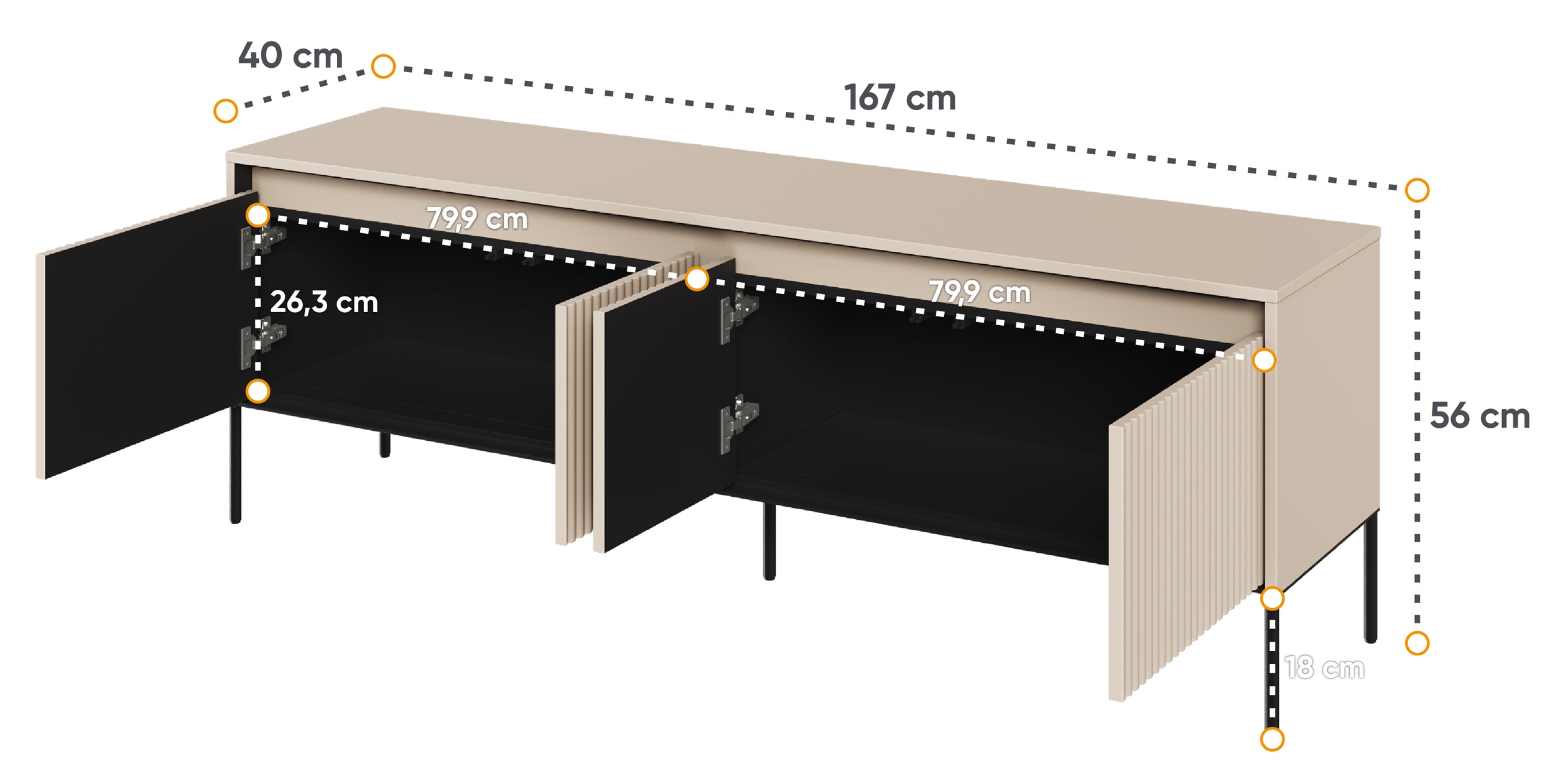 TV-Schrank Trend 167 cm mit LED Beige