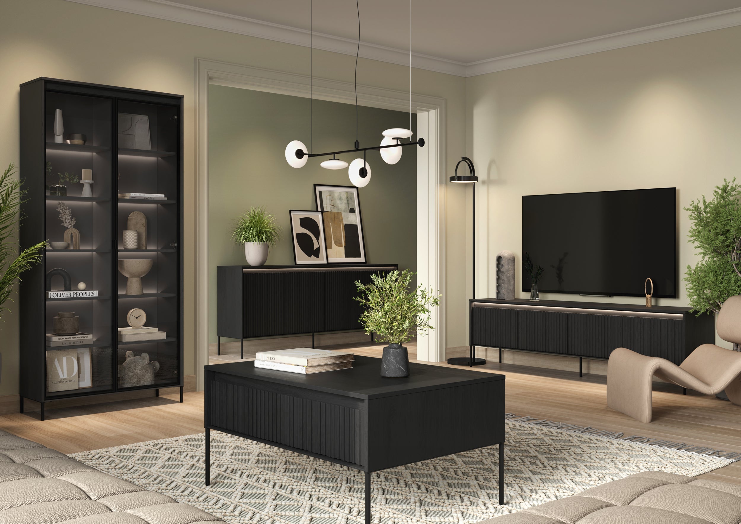 TV-Schrank Trend 167 cm mit LED Schwarz