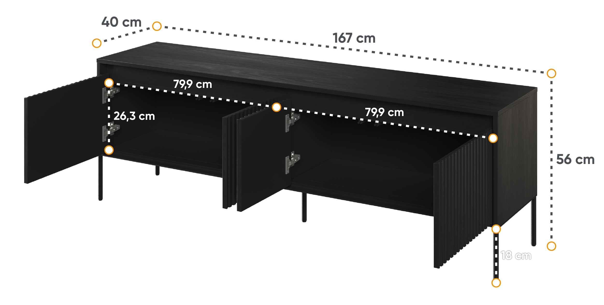 TV-Schrank Trend 167 cm mit LED Schwarz