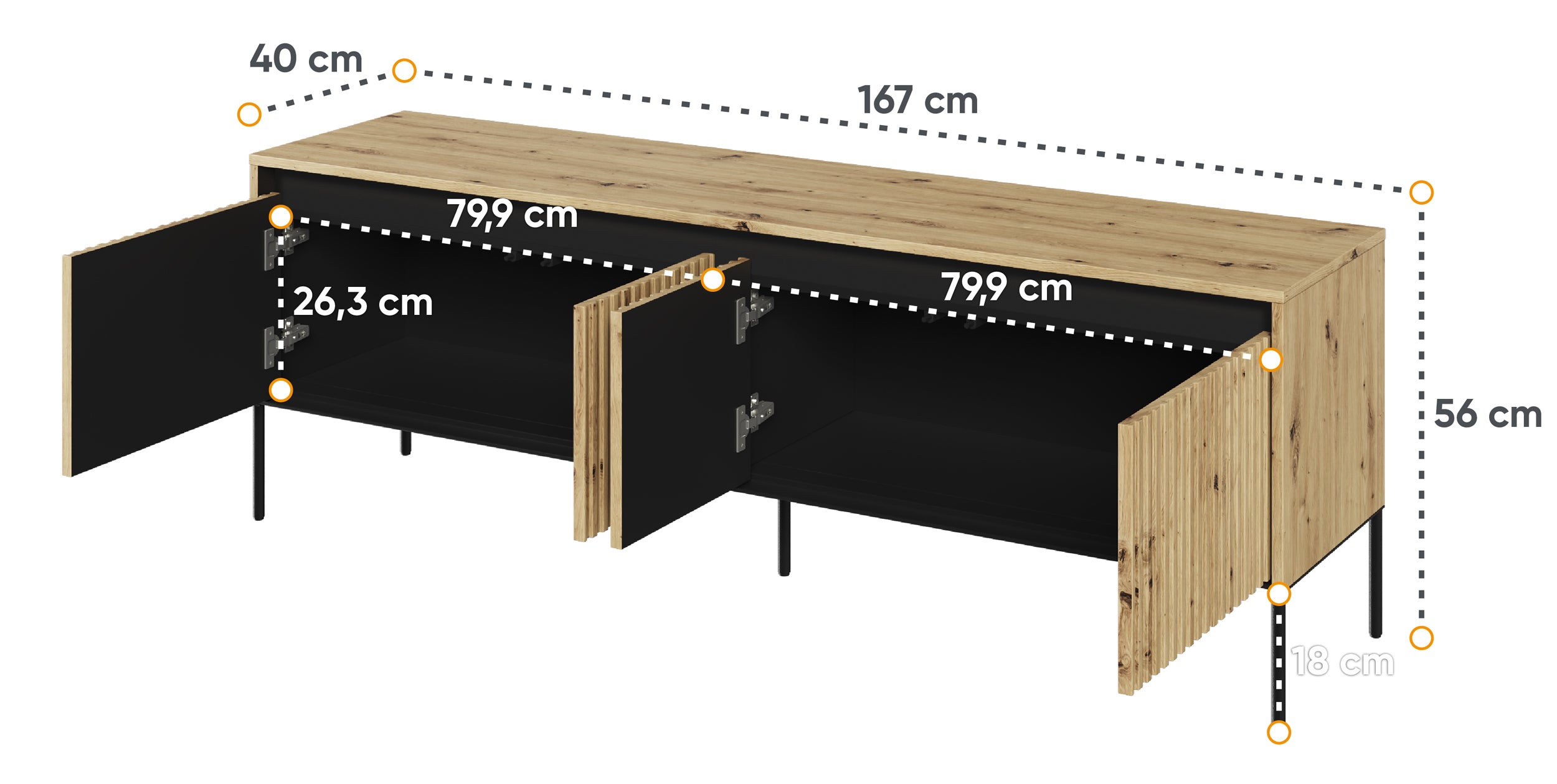 TV-Schrank Trend 167 cm mit LED Artisan Eiche