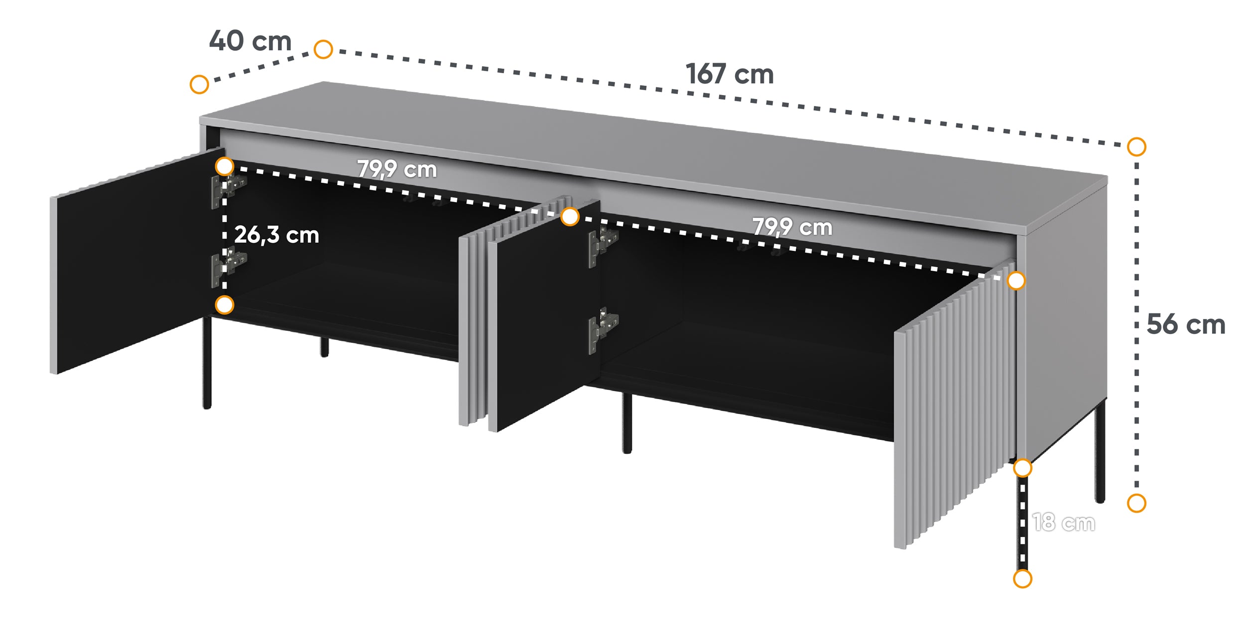 TV-Schrank Trend 167 cm mit LED Grau