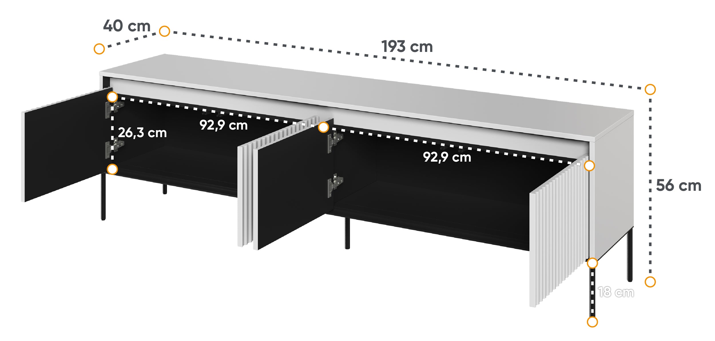 TV-Schrank Trend 193 cm mit LED Weiß