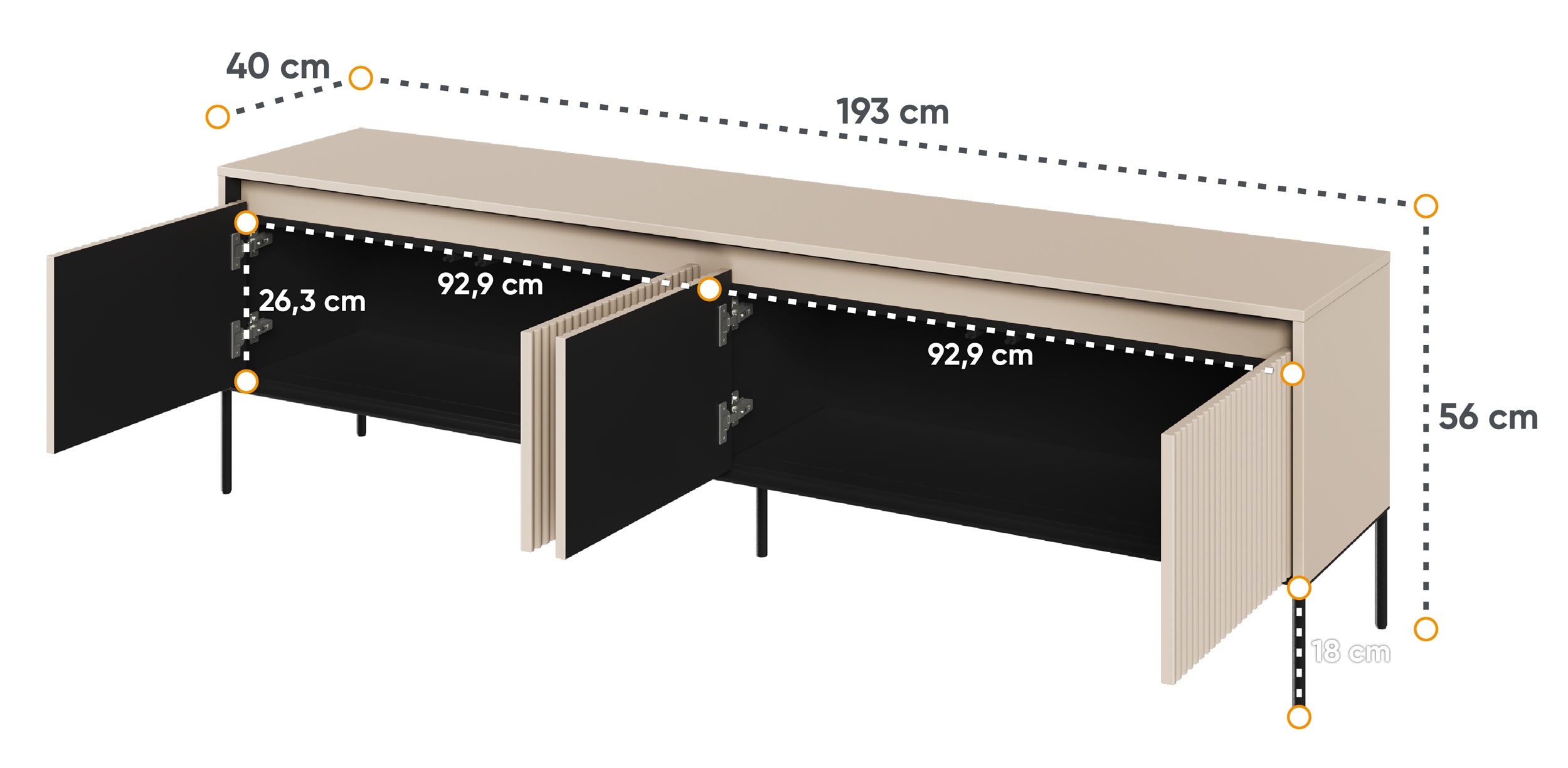 TV-Schrank Trend 193 cm mit LED Beige