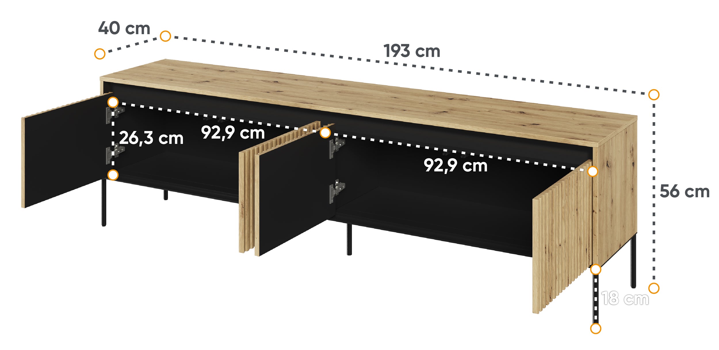 TV-Schrank Trend 193 cm mit LED Artisan-Eiche