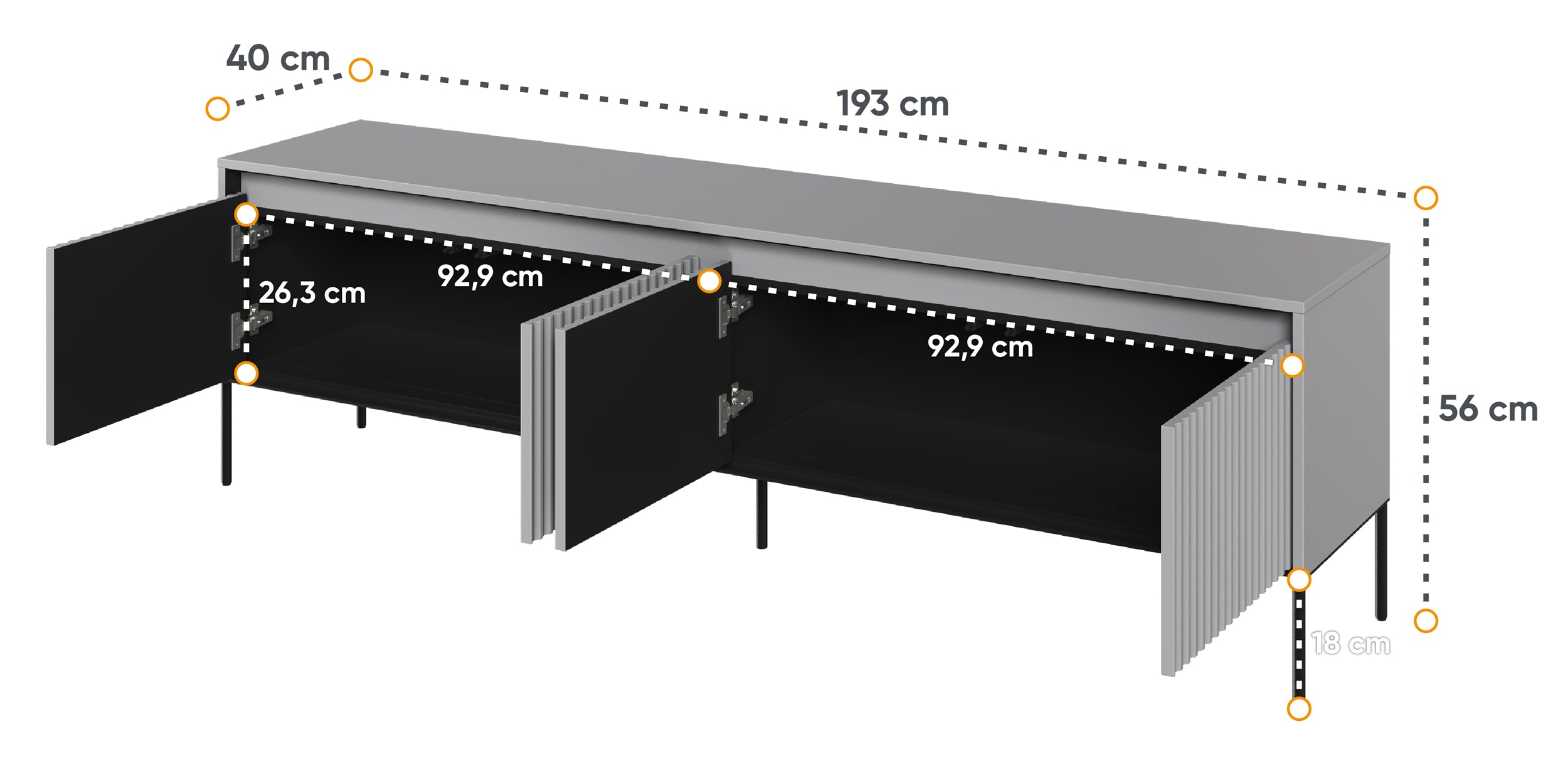 TV-Schrank Trend 193 cm mit LED Grau