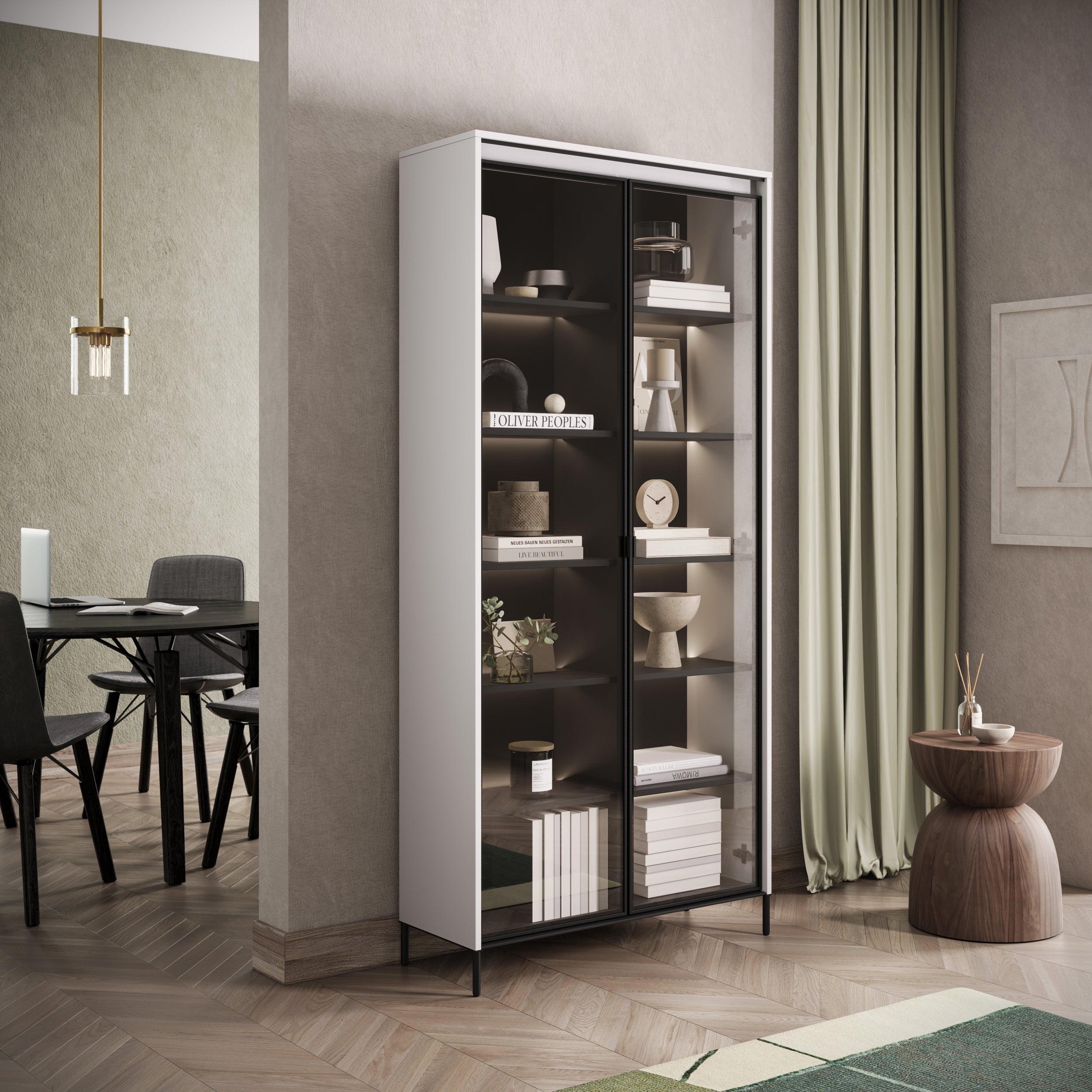 Zweiflügeliger Schrank Trend 92 cm mit LED Weiß