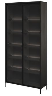 Zweiflügeliger Trend-Schrank 92 cm mit LED Schwarz