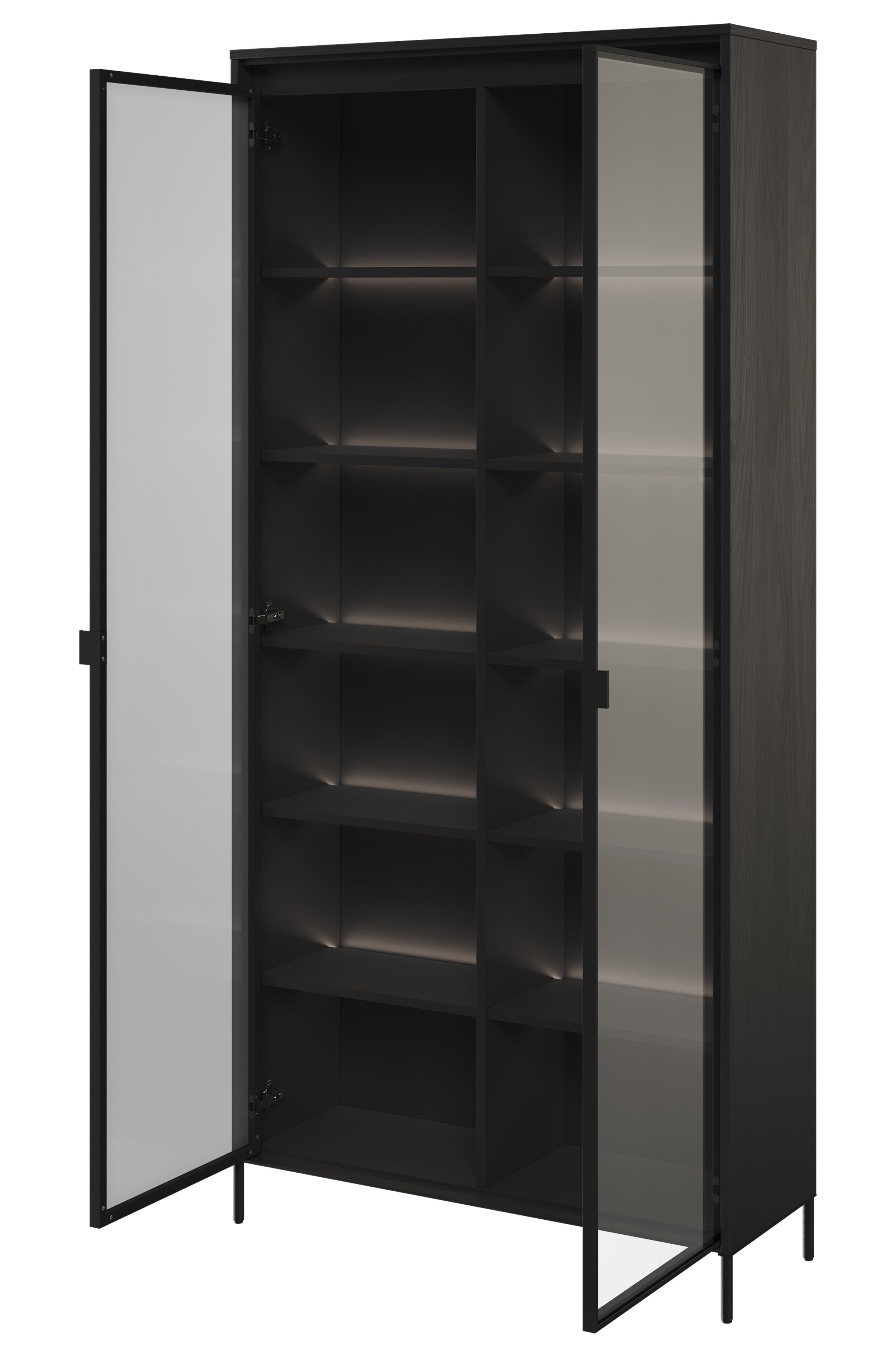 Zweiflügeliger Trend-Schrank 92 cm mit LED Schwarz