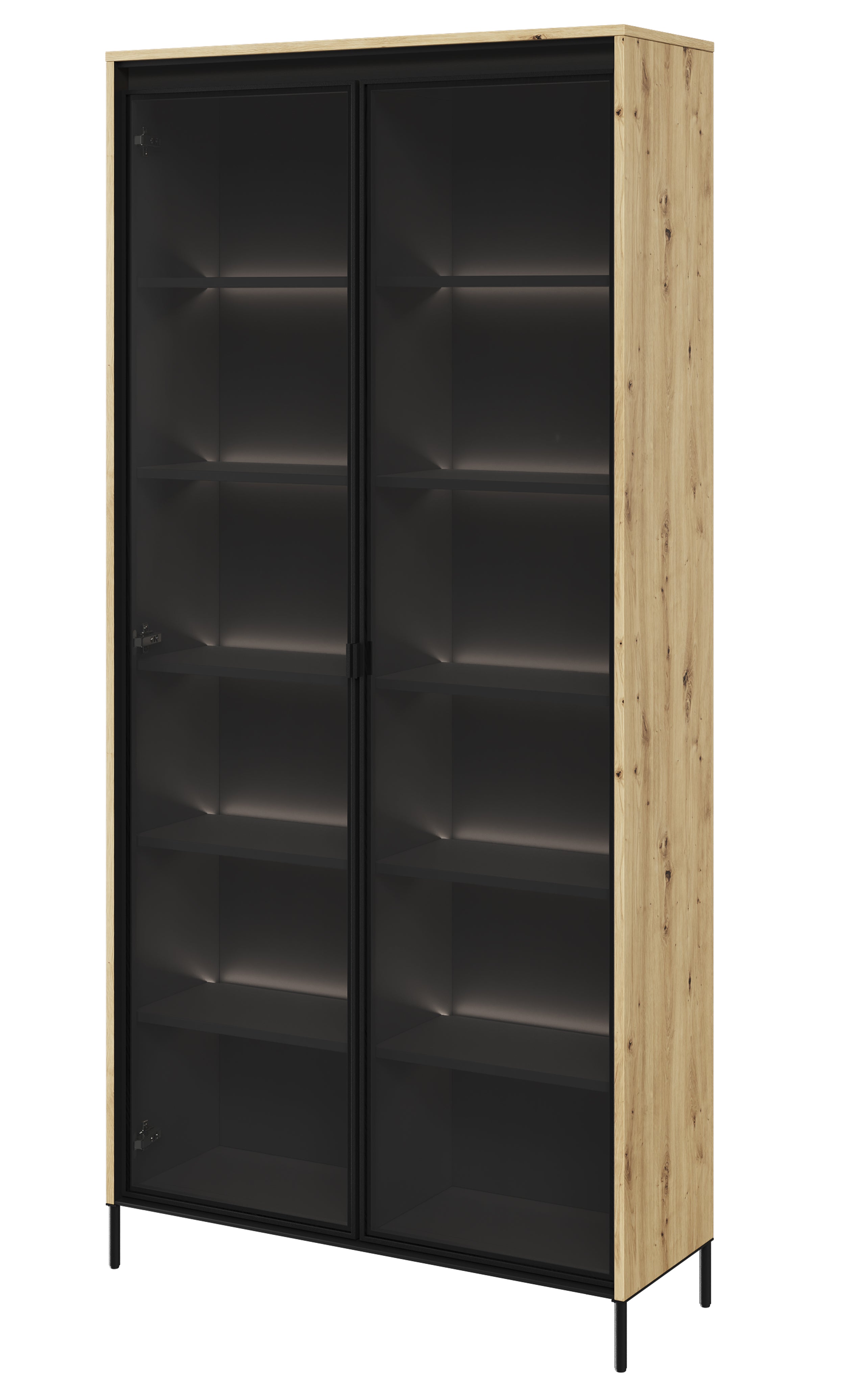Zweiflügeliger Trend-Schrank 92 cm mit LED Artisan-Eiche