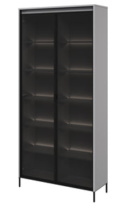 Zweiflügeliger Trend-Schrank 92 cm mit LED, Grau