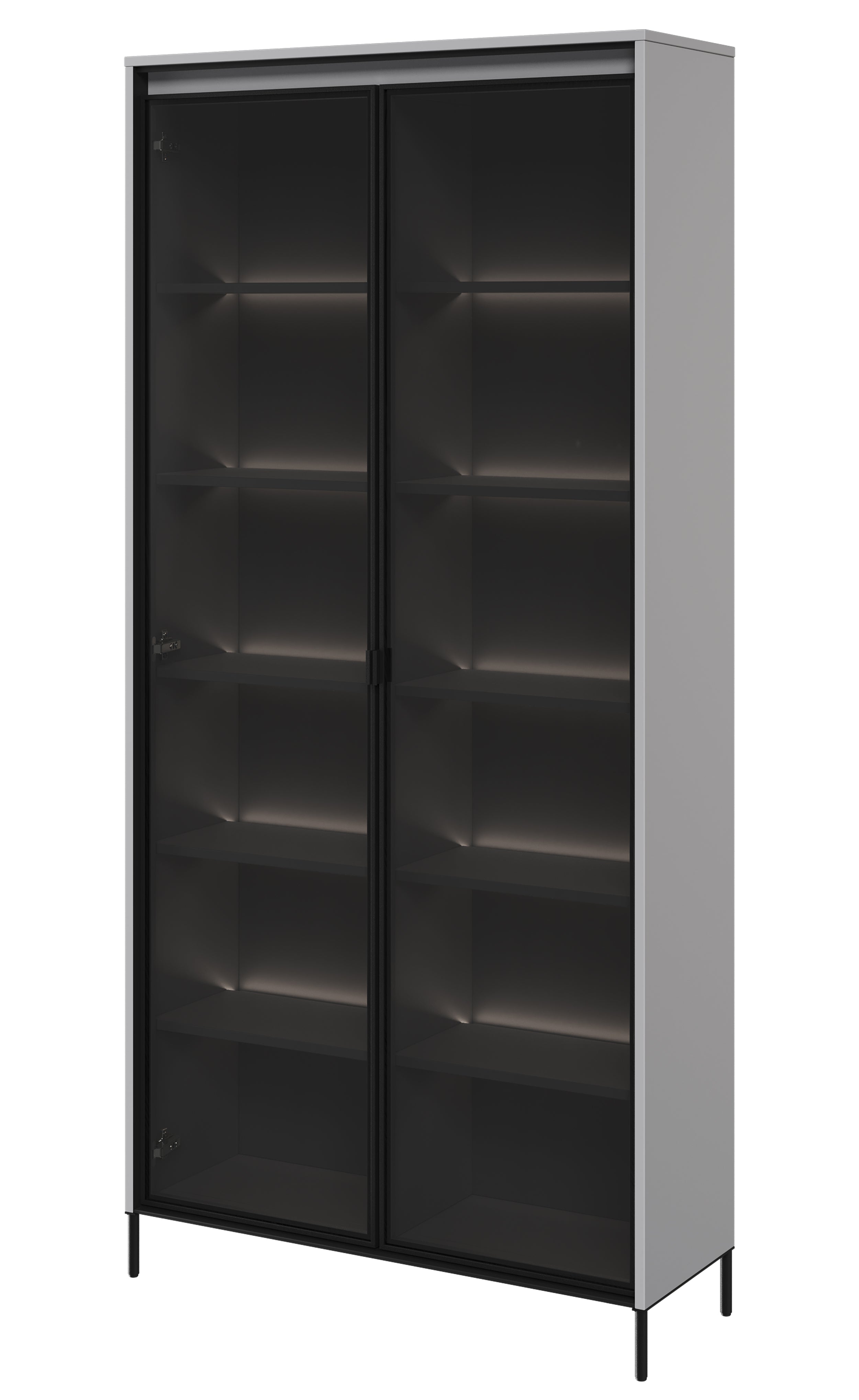 Zweiflügeliger Trend-Schrank 92 cm mit LED, Grau