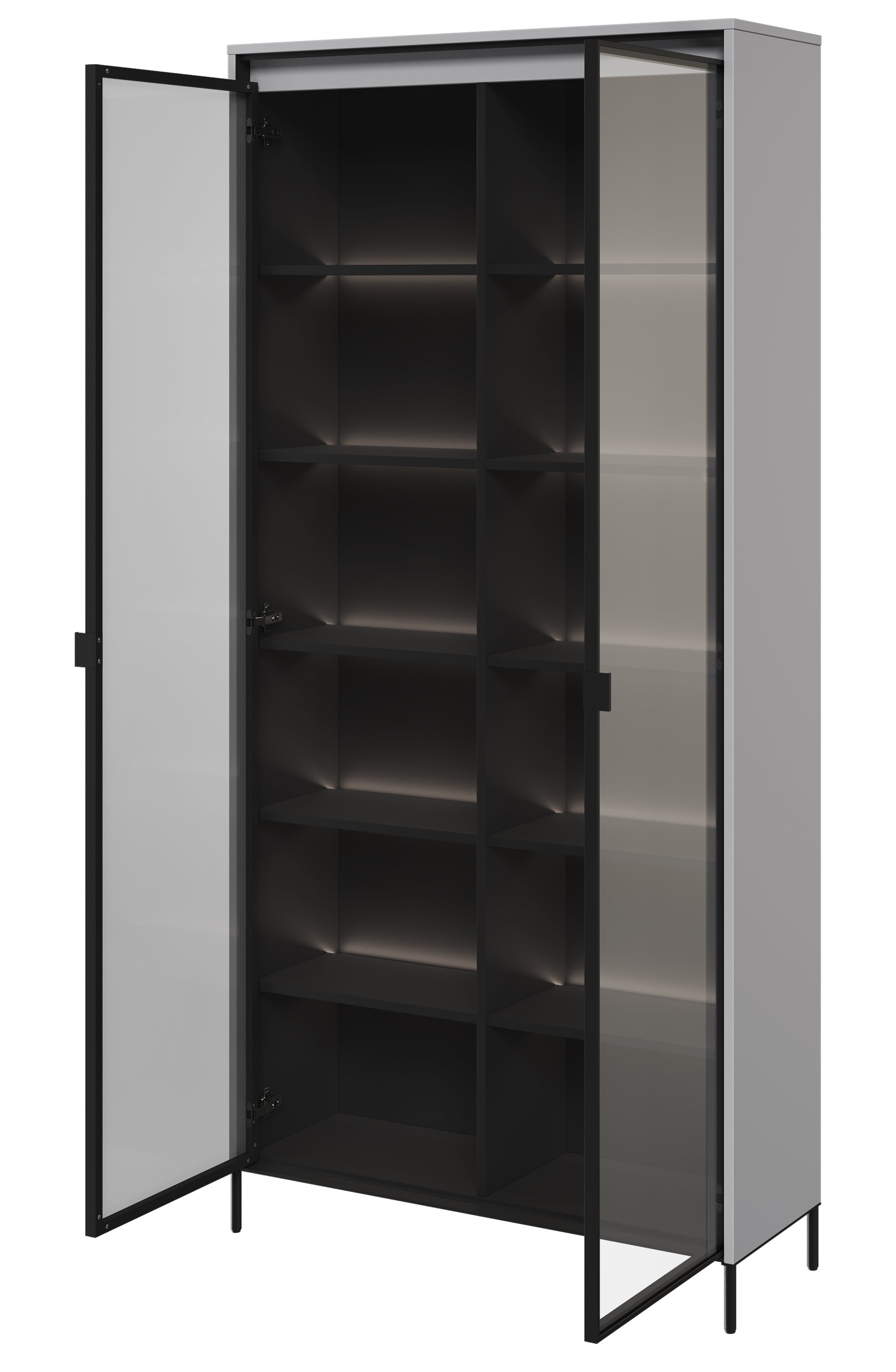 Zweiflügeliger Trend-Schrank 92 cm mit LED, Grau