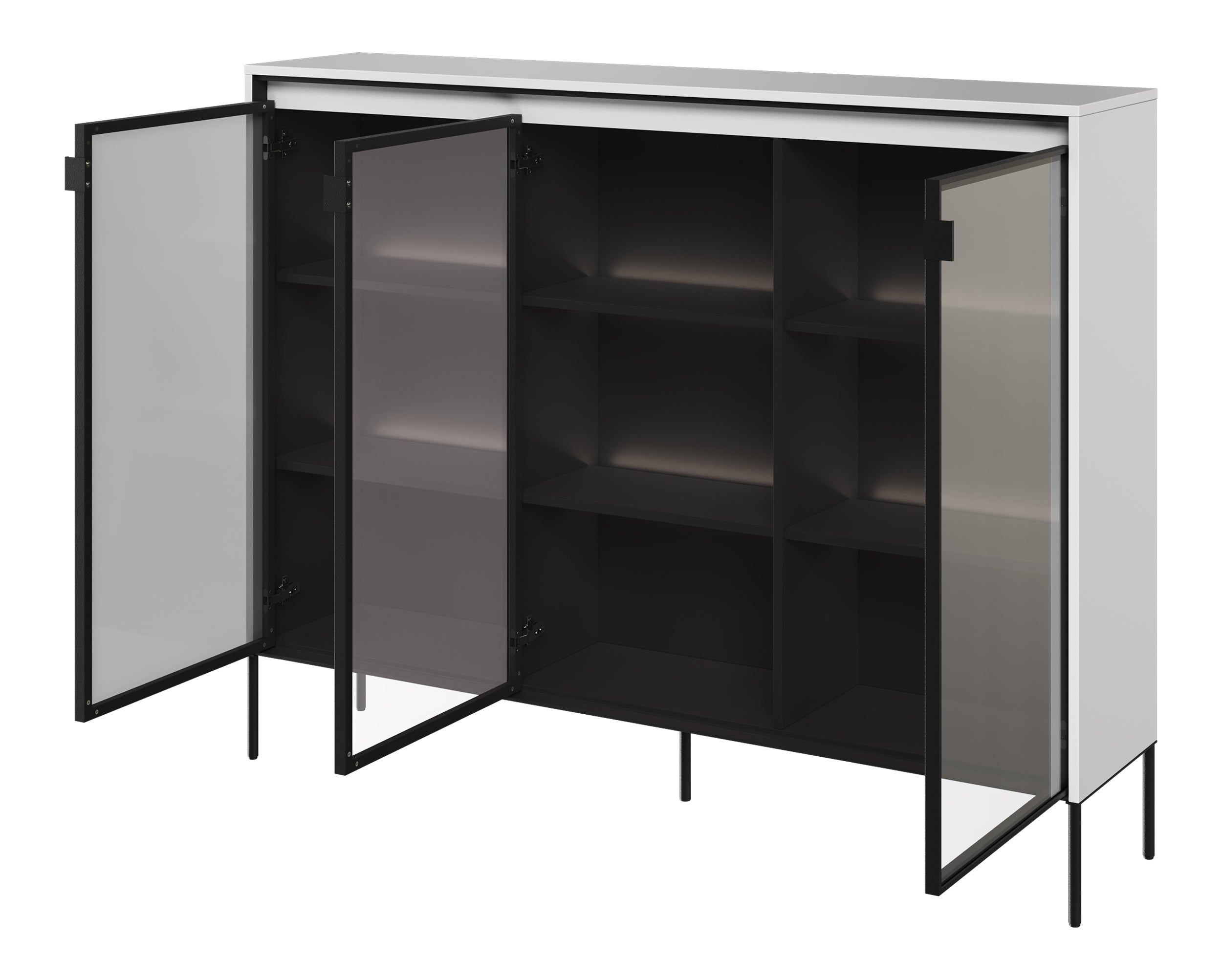 Drehtürenschrank Trend 150 cm mit LED Weiß