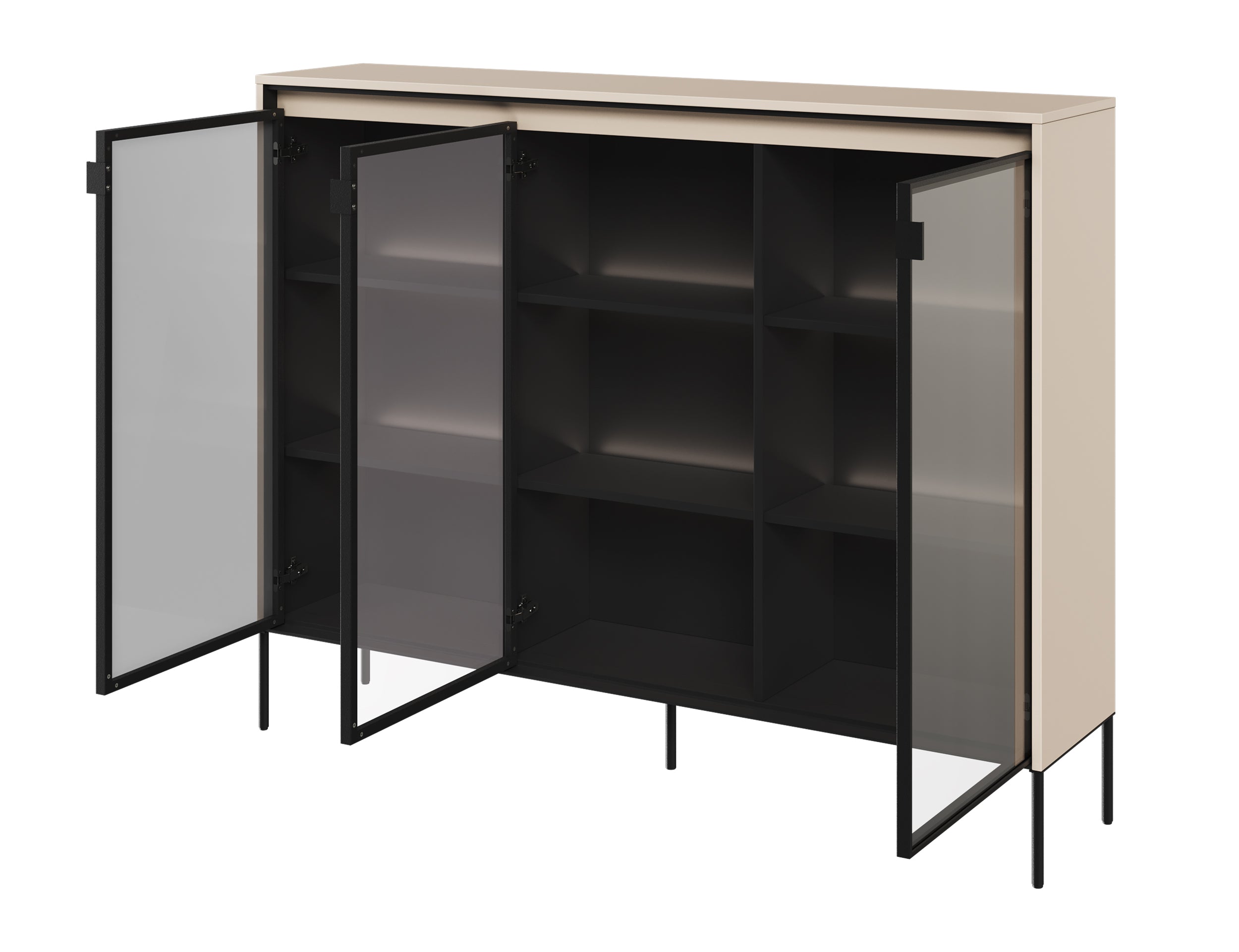 Drehtürenschrank Trend 150 cm mit LED Beige